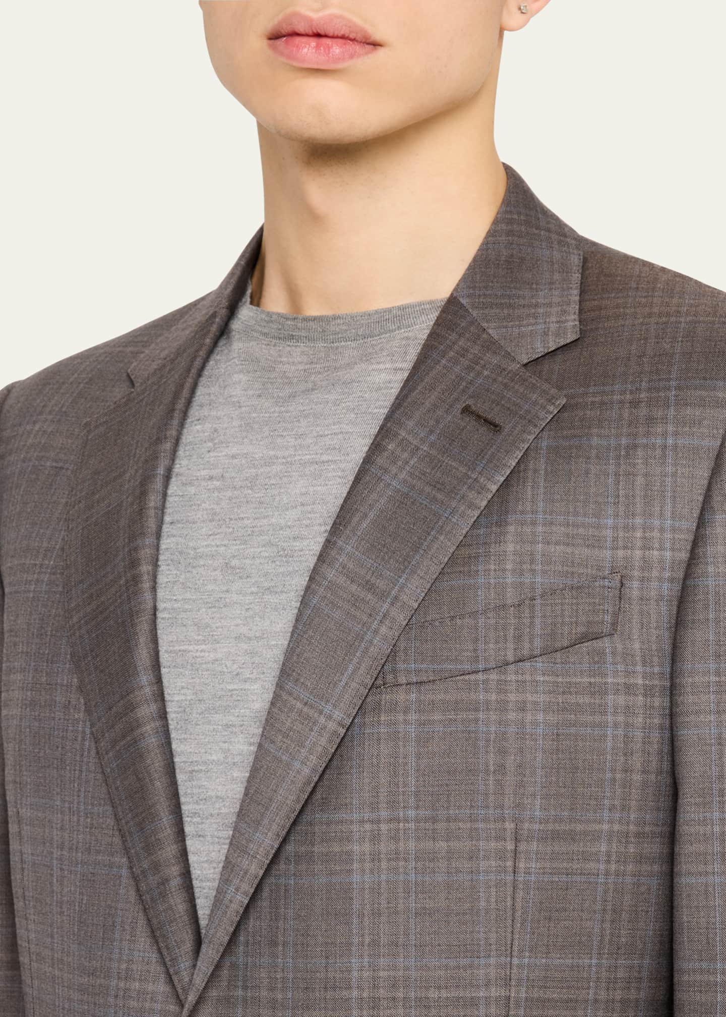 ZEGNA Men's Trofeo Melange Plaid Suit Image 5 of 5