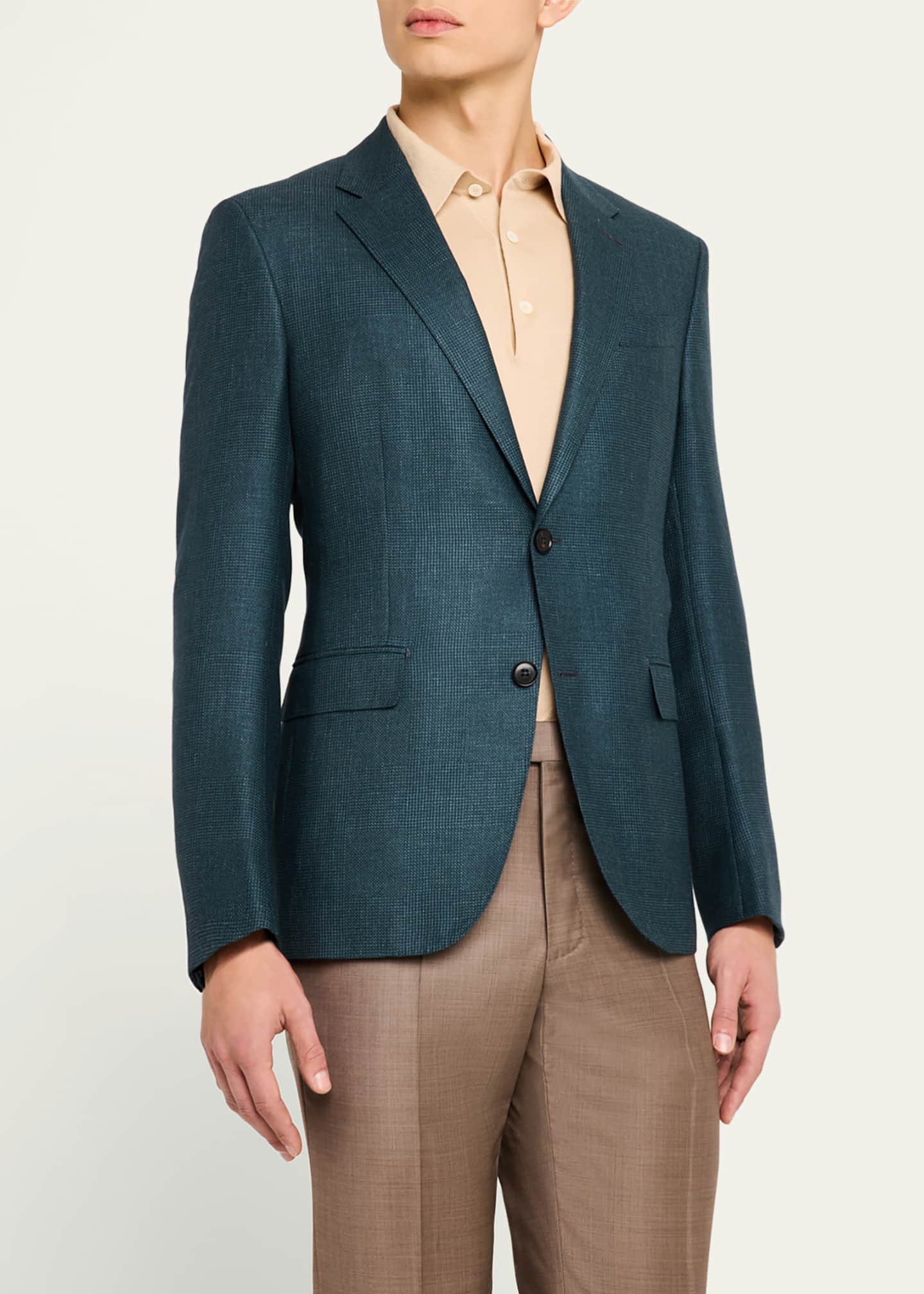 ZEGNA Men's Tonal Plaid Sport Coat Image 4 of 8