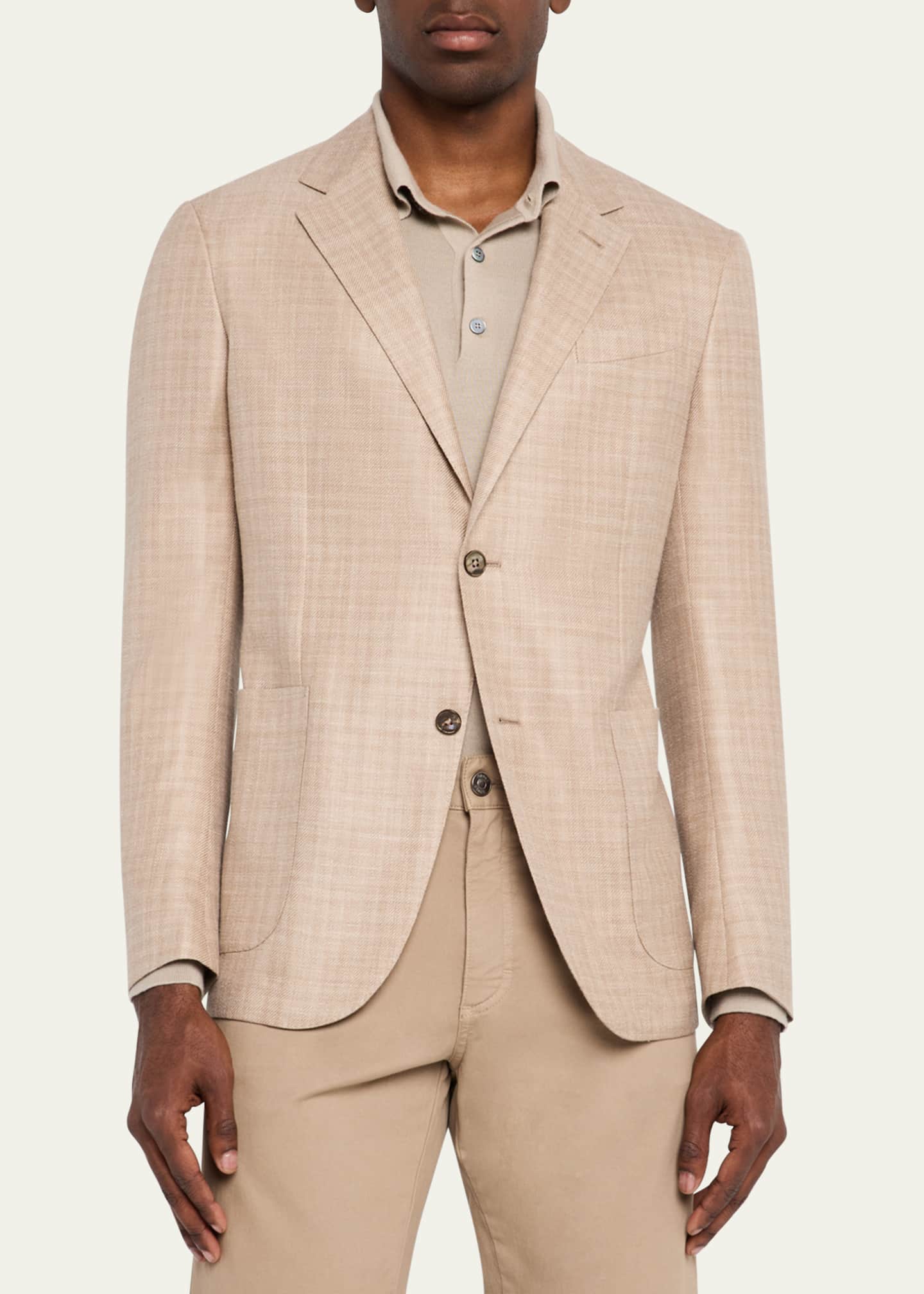 ZEGNA Men's Tonal Plaid Sport Coat Image 4 of 5