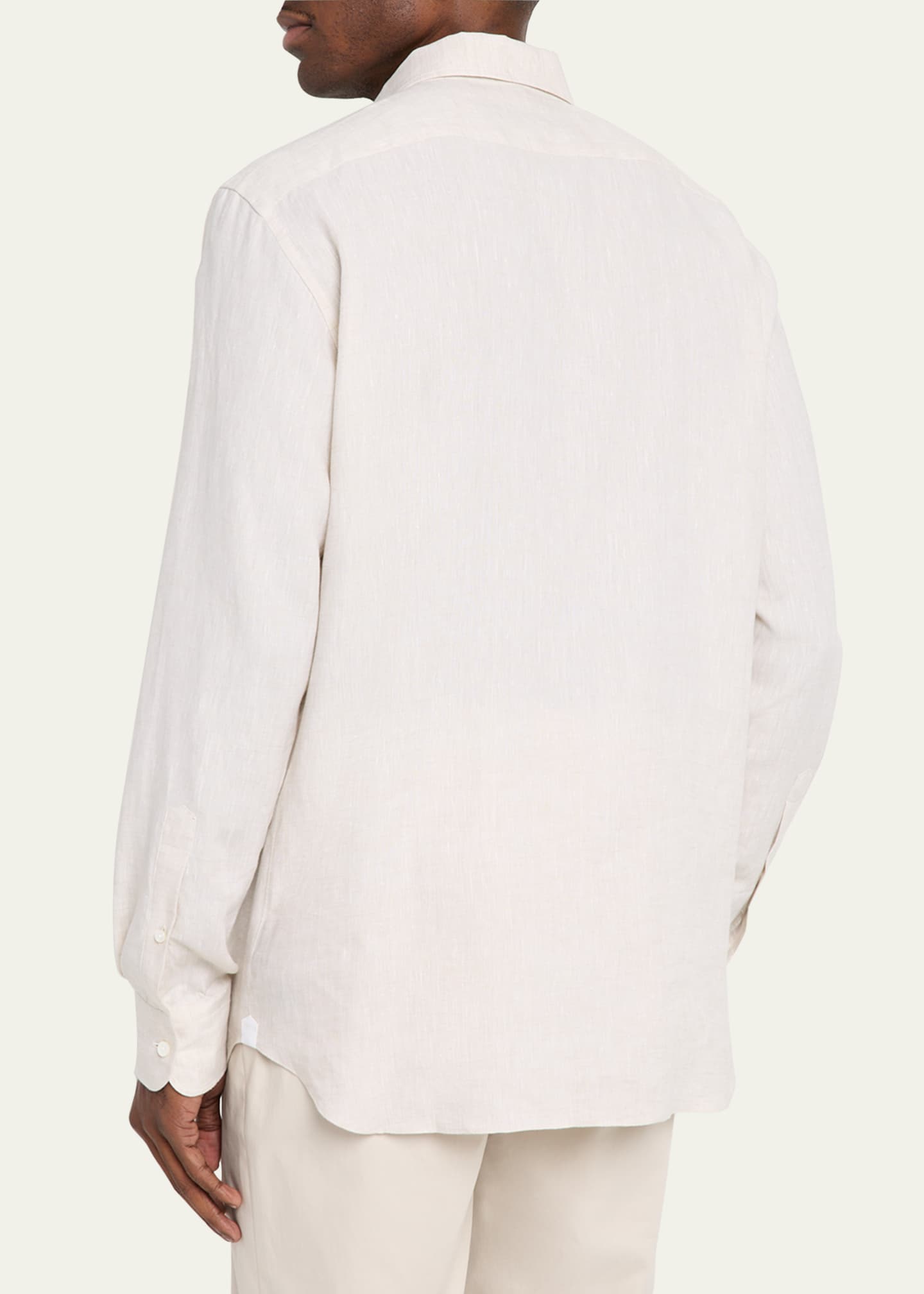 ZEGNA Men's Melange Oasi Lino Sport Shirt Image 3 of 5