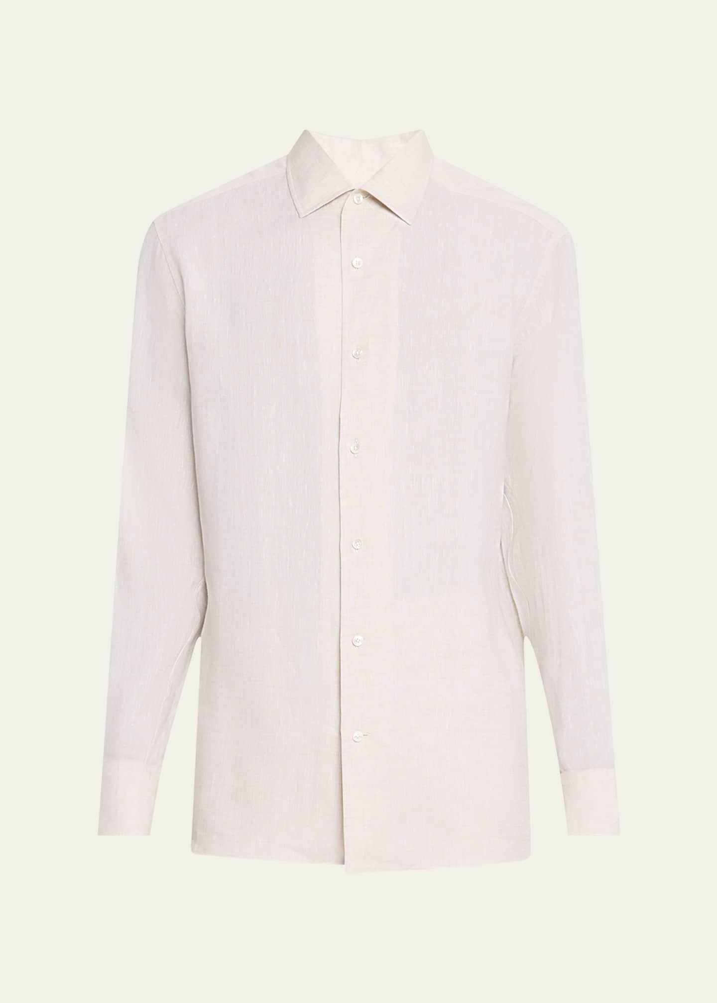 ZEGNA Men's Melange Oasi Lino Sport Shirt Image 1 of 5