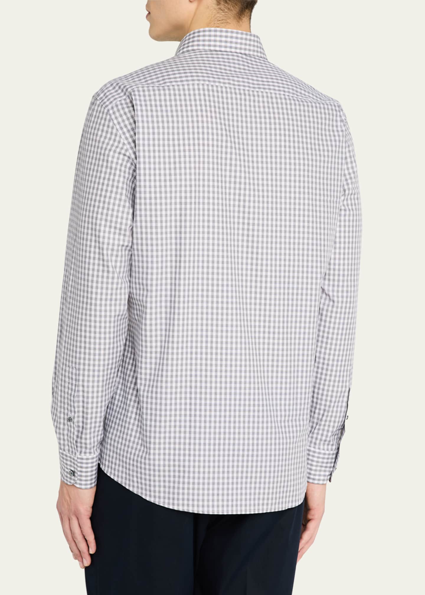 ZEGNA Men's Cotton Small Check Sport Shirt Image 3 of 5