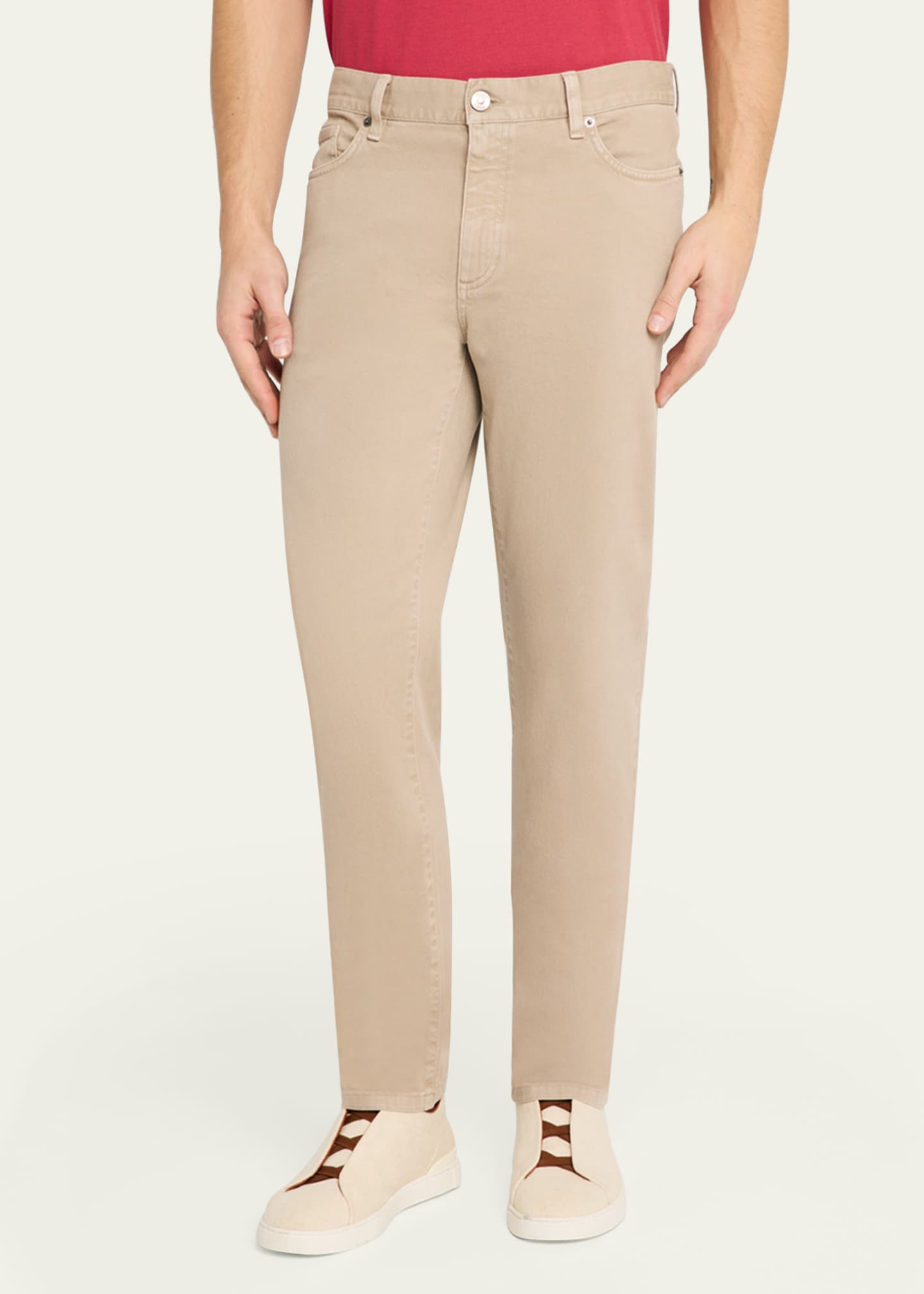 ZEGNA Men's Five-Pocket Colored Delave Pants Image 4 of 5