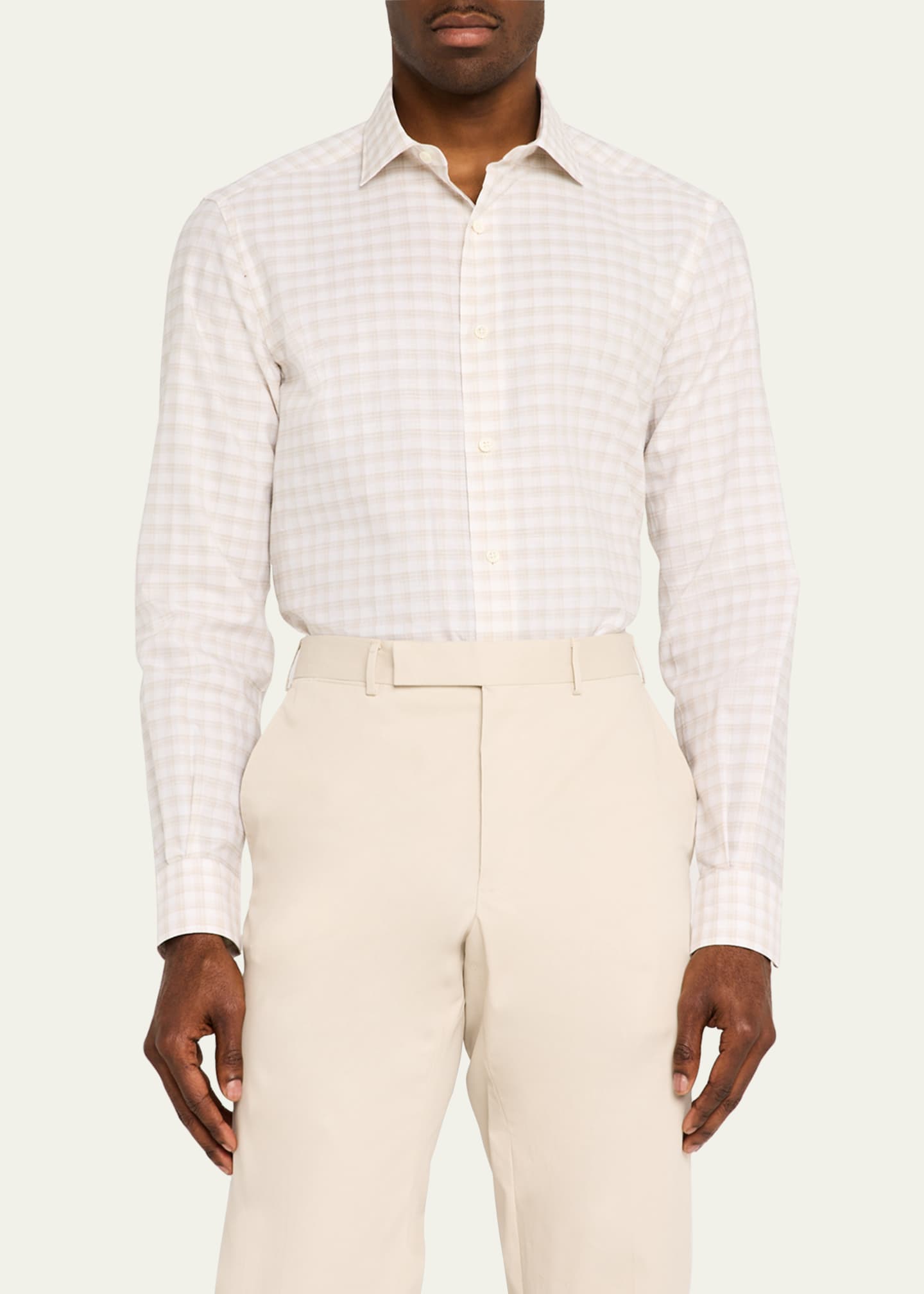 ZEGNA Men's Cotton Check Sport Shirt Image 4 of 5