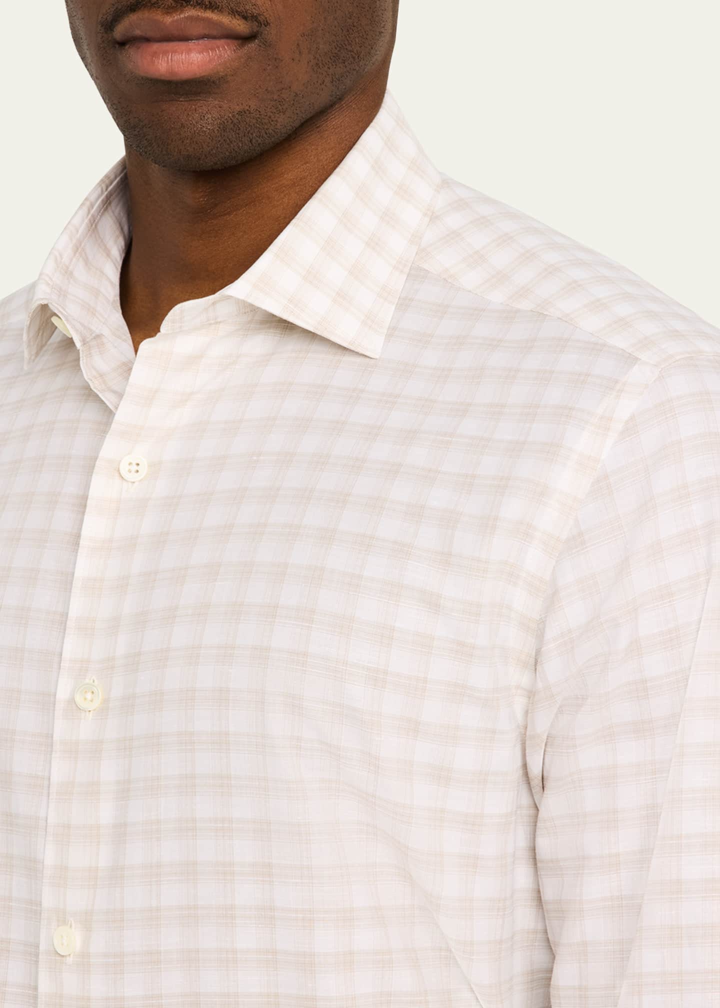 ZEGNA Men's Cotton Check Sport Shirt Image 5 of 5