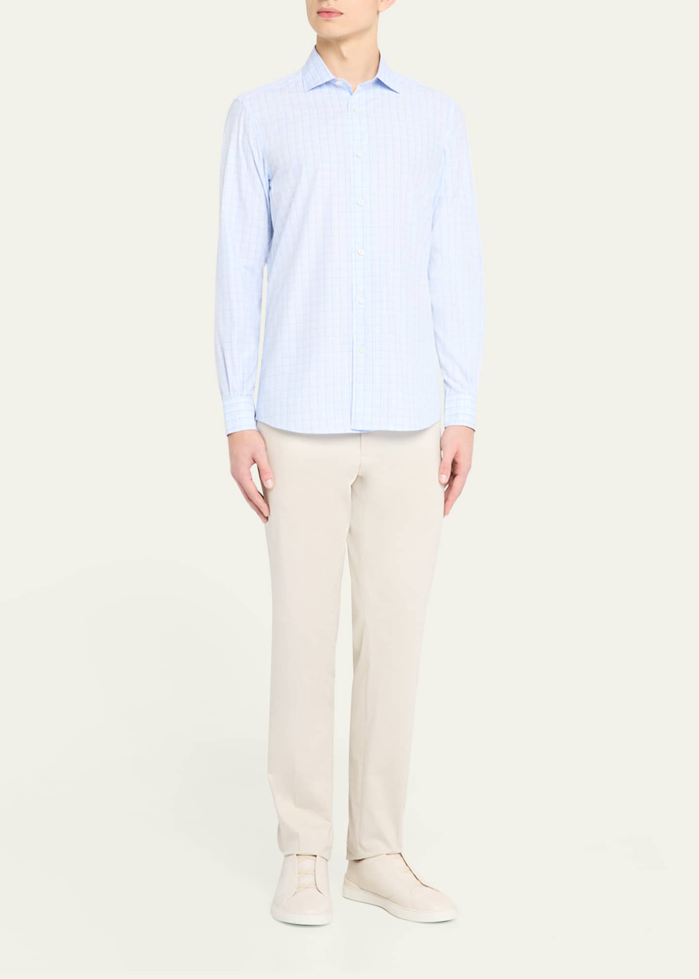 ZEGNA Men's Plaid Sport Shirt Image 2 of 5