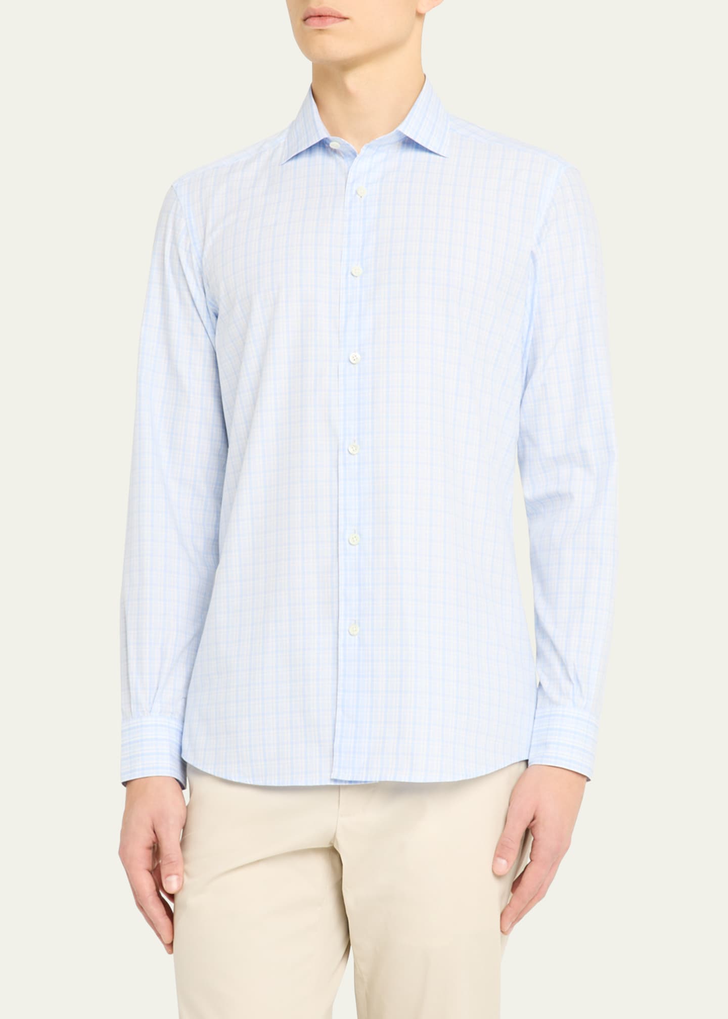 ZEGNA Men's Plaid Sport Shirt Image 4 of 5