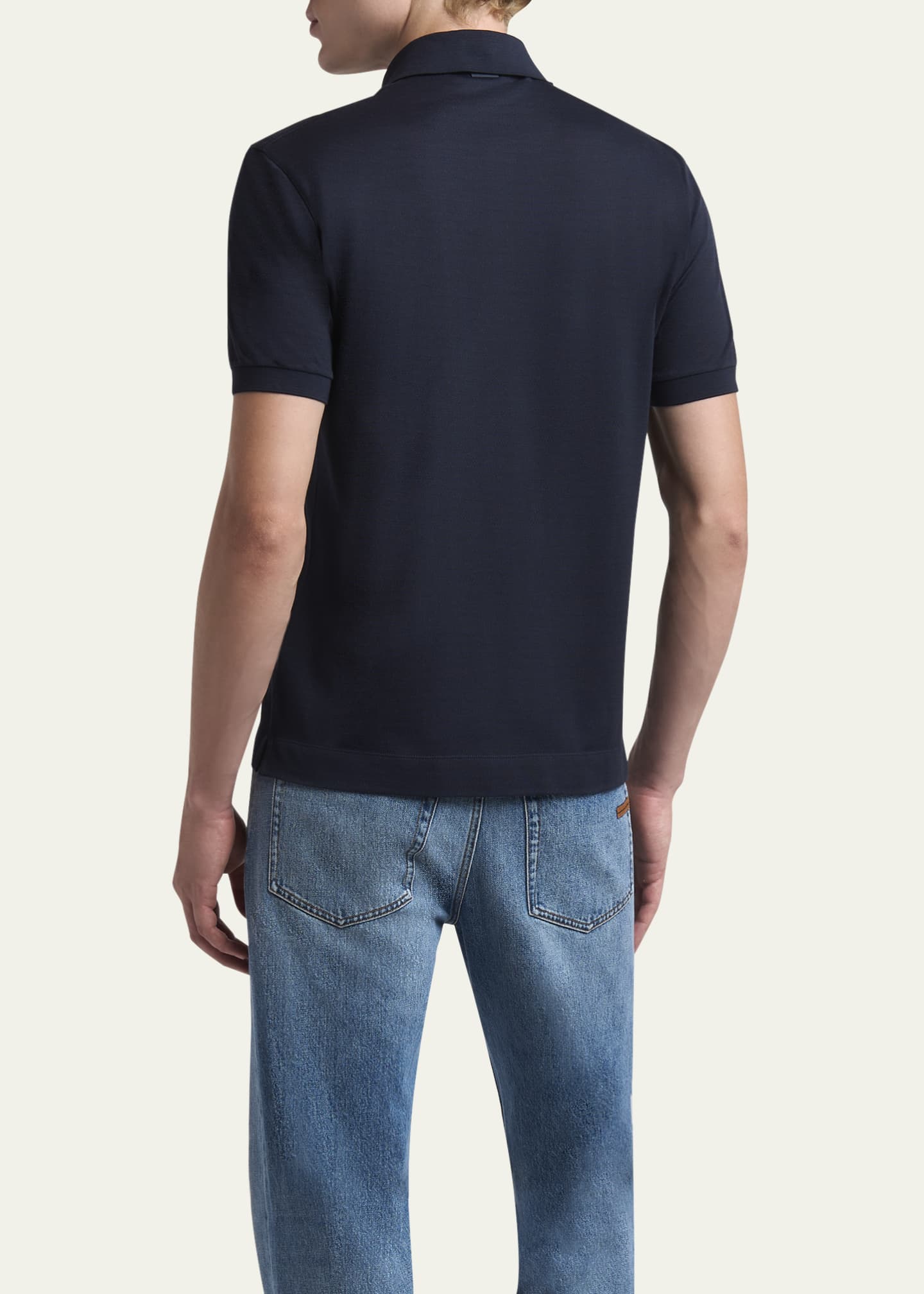 ZEGNA Men's Cotton and Silk Polo Shirt Image 3 of 5