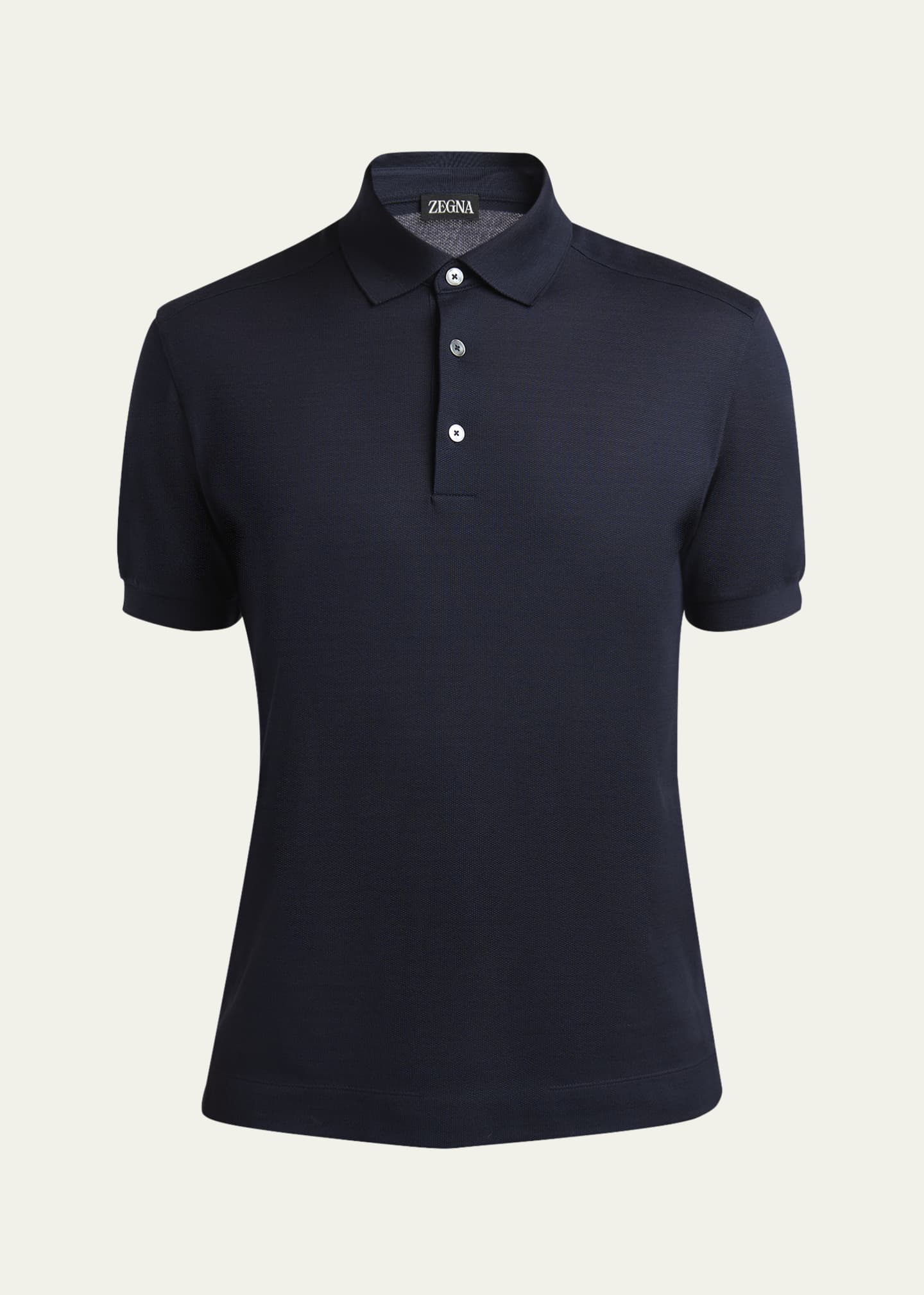ZEGNA Men's Cotton and Silk Polo Shirt Image 1 of 5