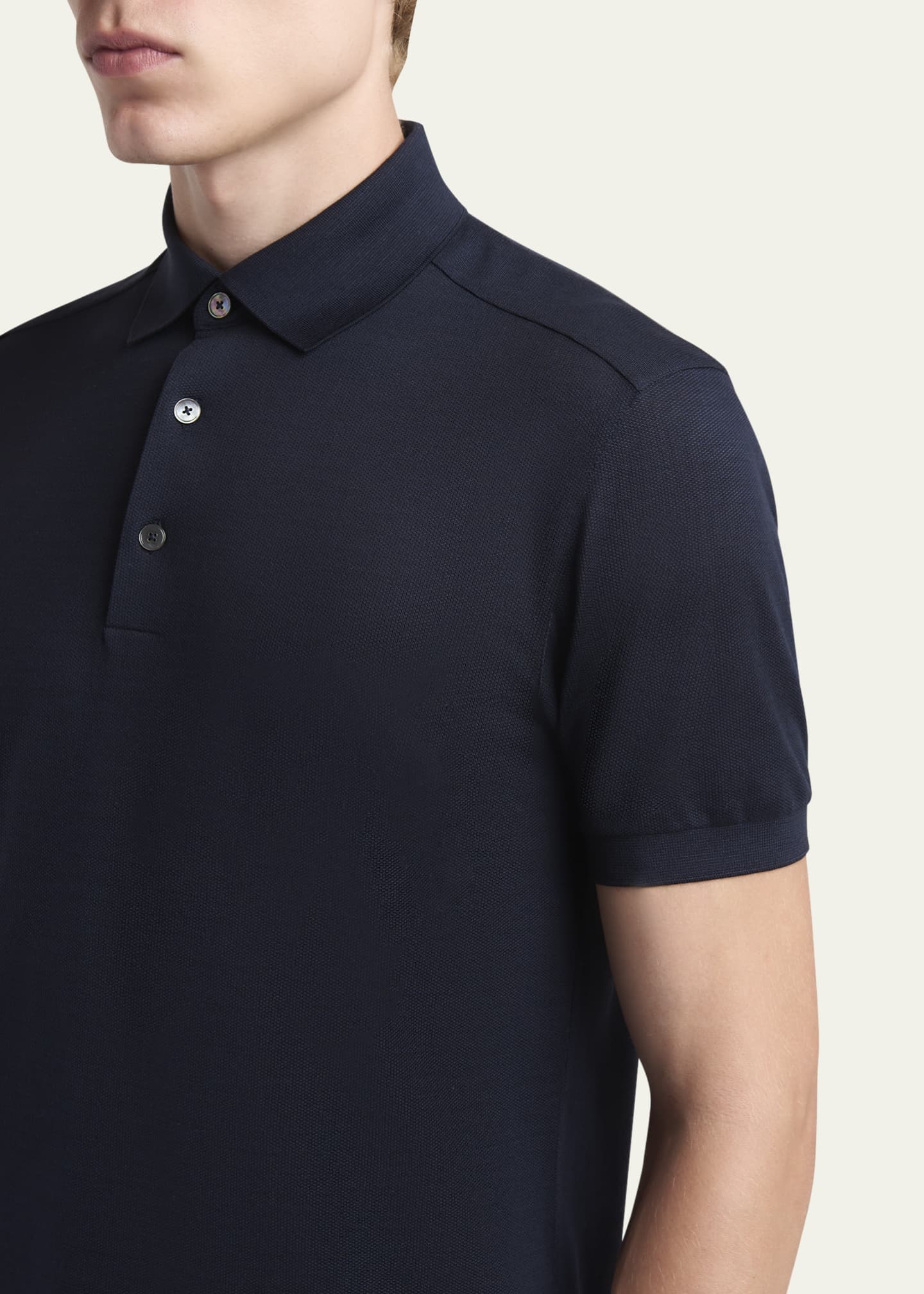 ZEGNA Men's Cotton and Silk Polo Shirt Image 5 of 5