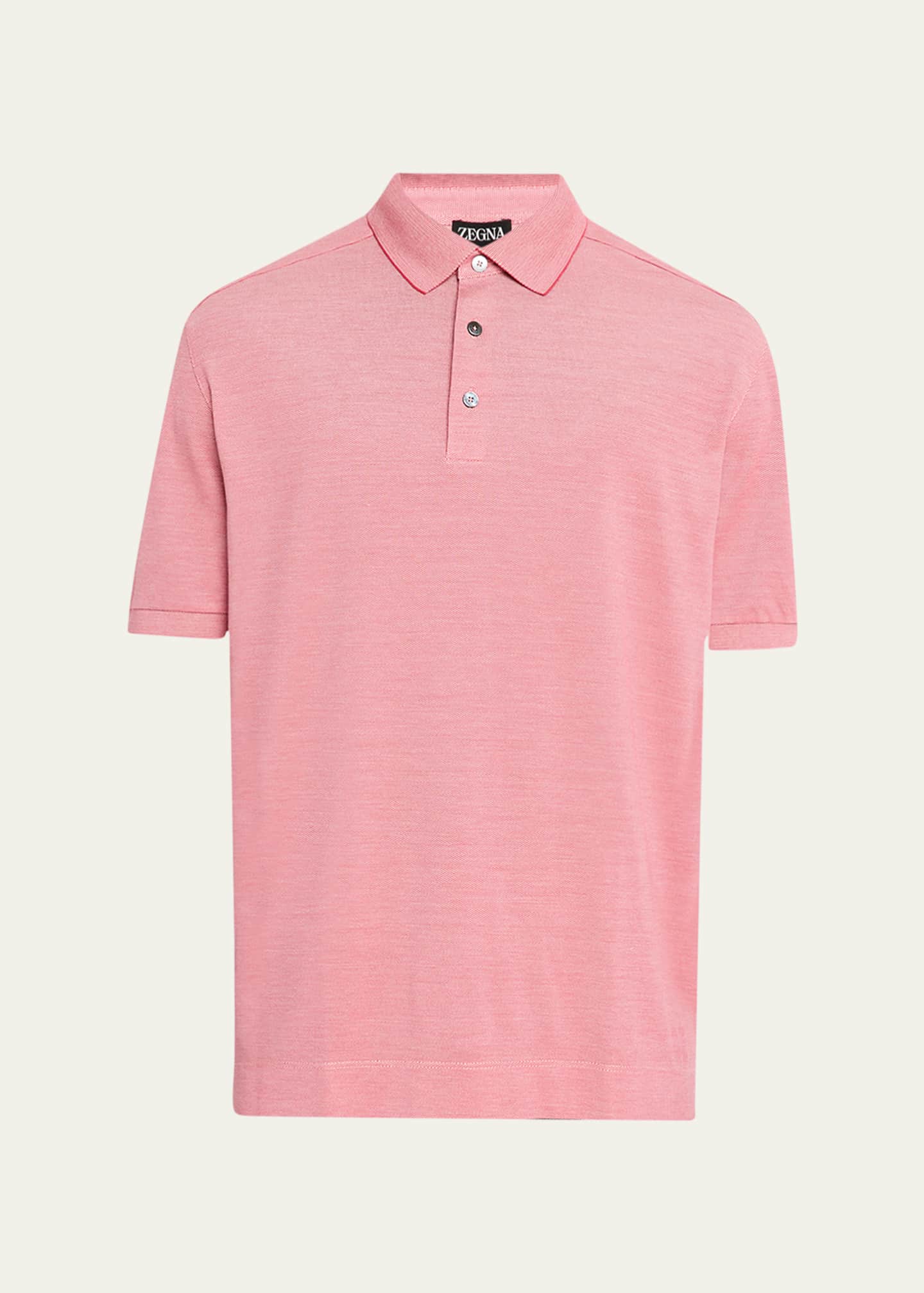 ZEGNA Men's Melange Cotton and Silk Polo Shirt Image 1 of 5