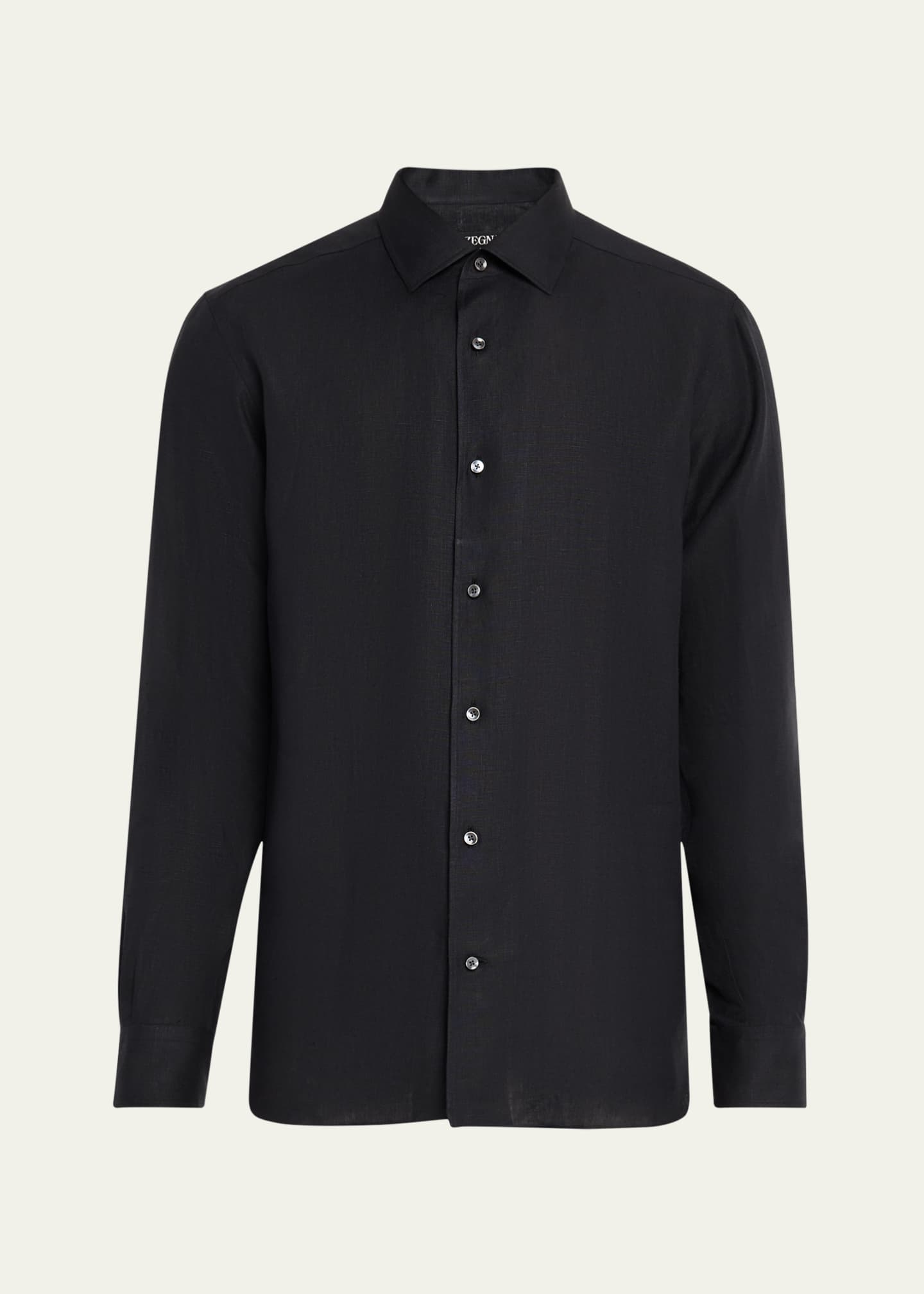 ZEGNA Men's Solid Oasi Lino Sport Shirt Image 1 of 5