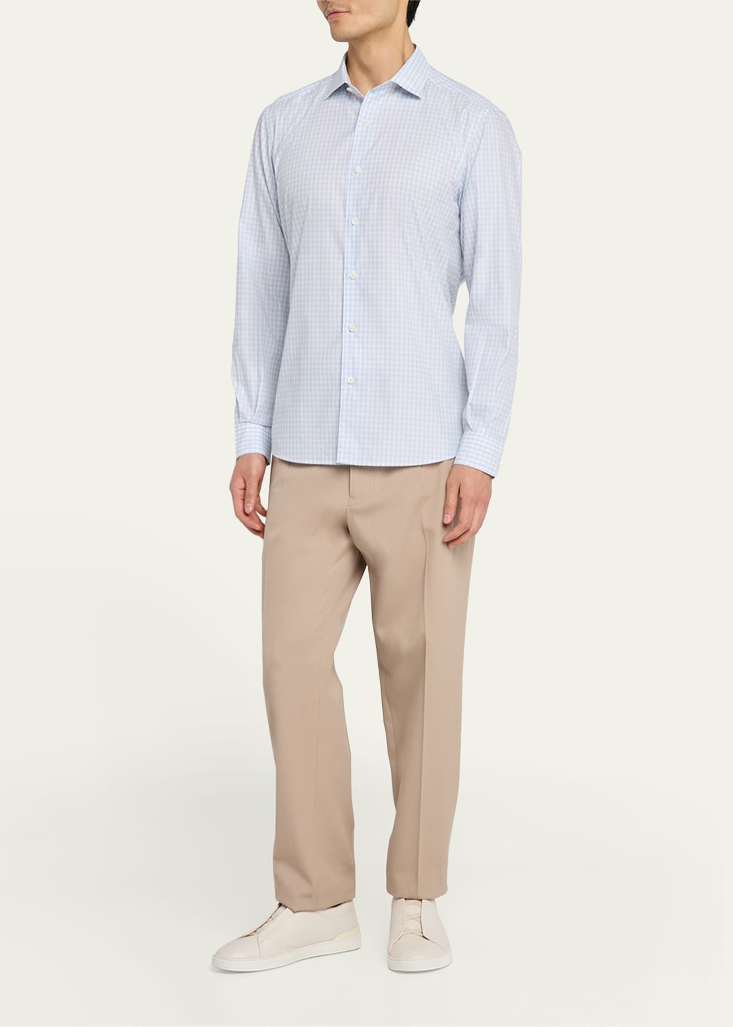 ZEGNA Men's Cotton Check Sport Shirt Image 2 of 5