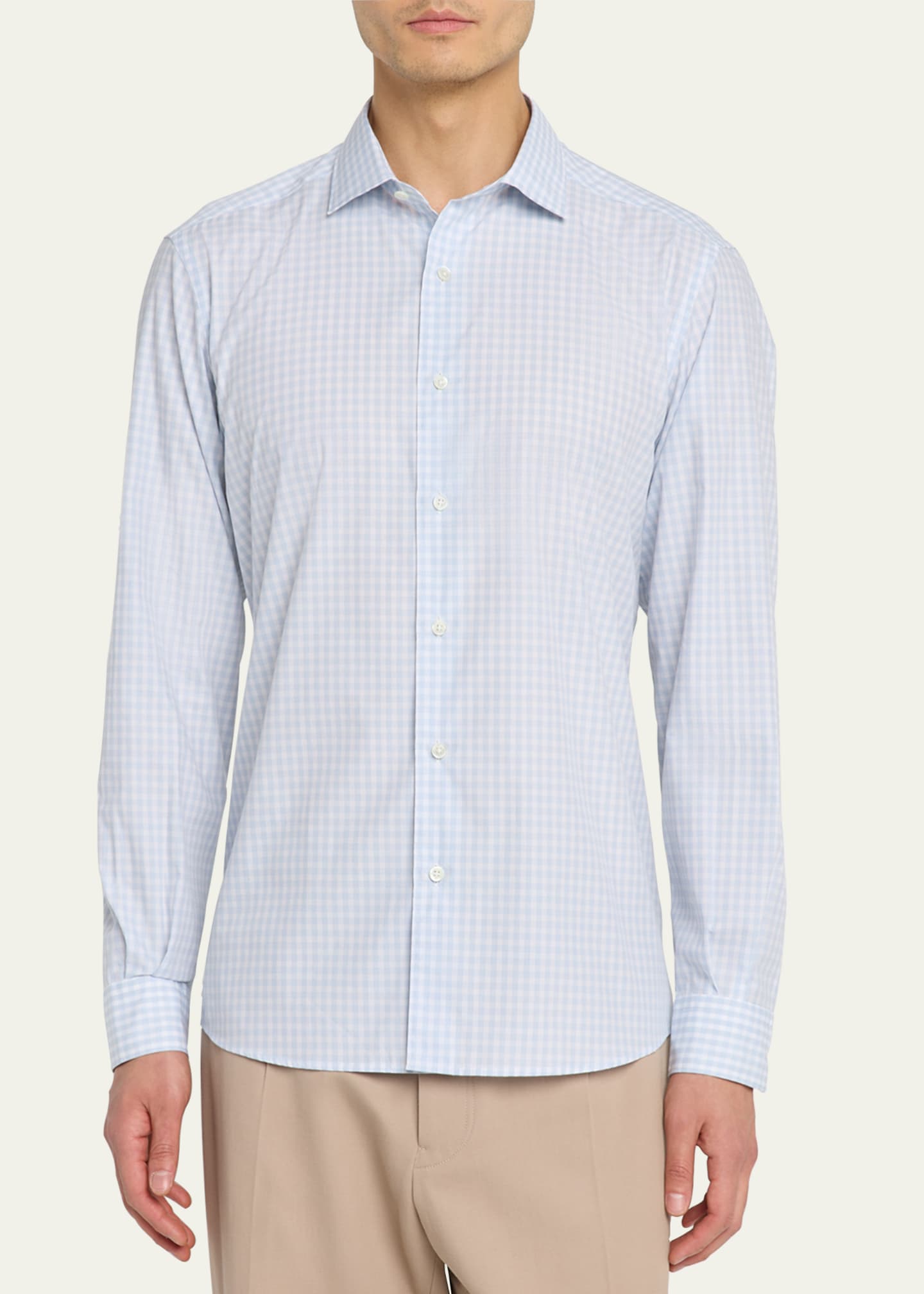 ZEGNA Men's Cotton Check Sport Shirt Image 4 of 5