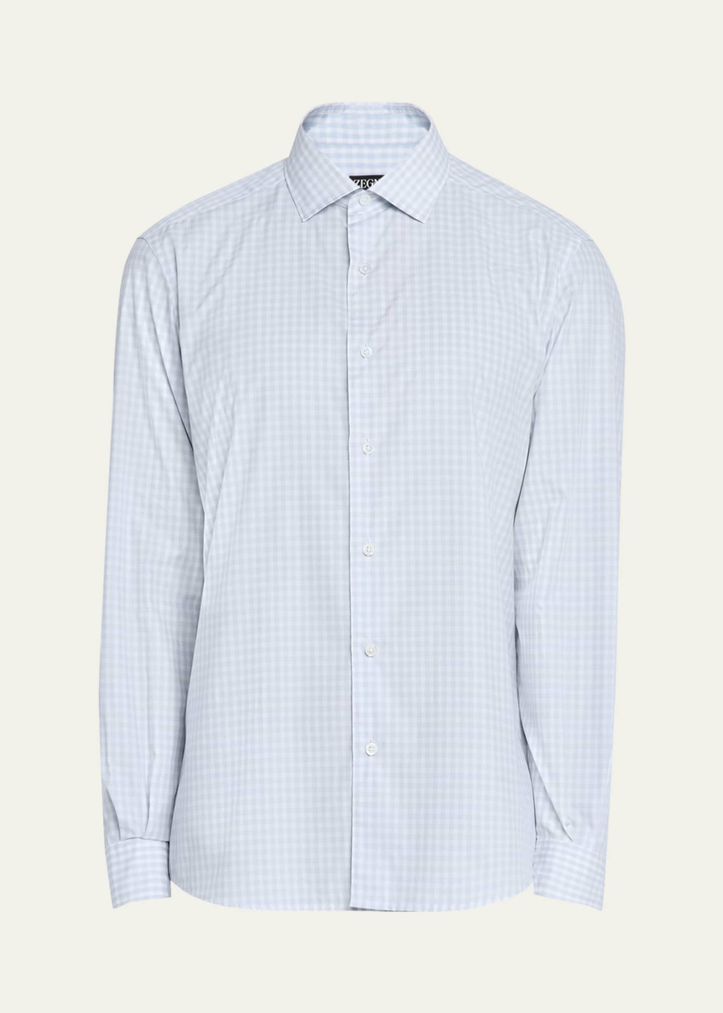 ZEGNA Men's Cotton Check Sport Shirt Image 1 of 5