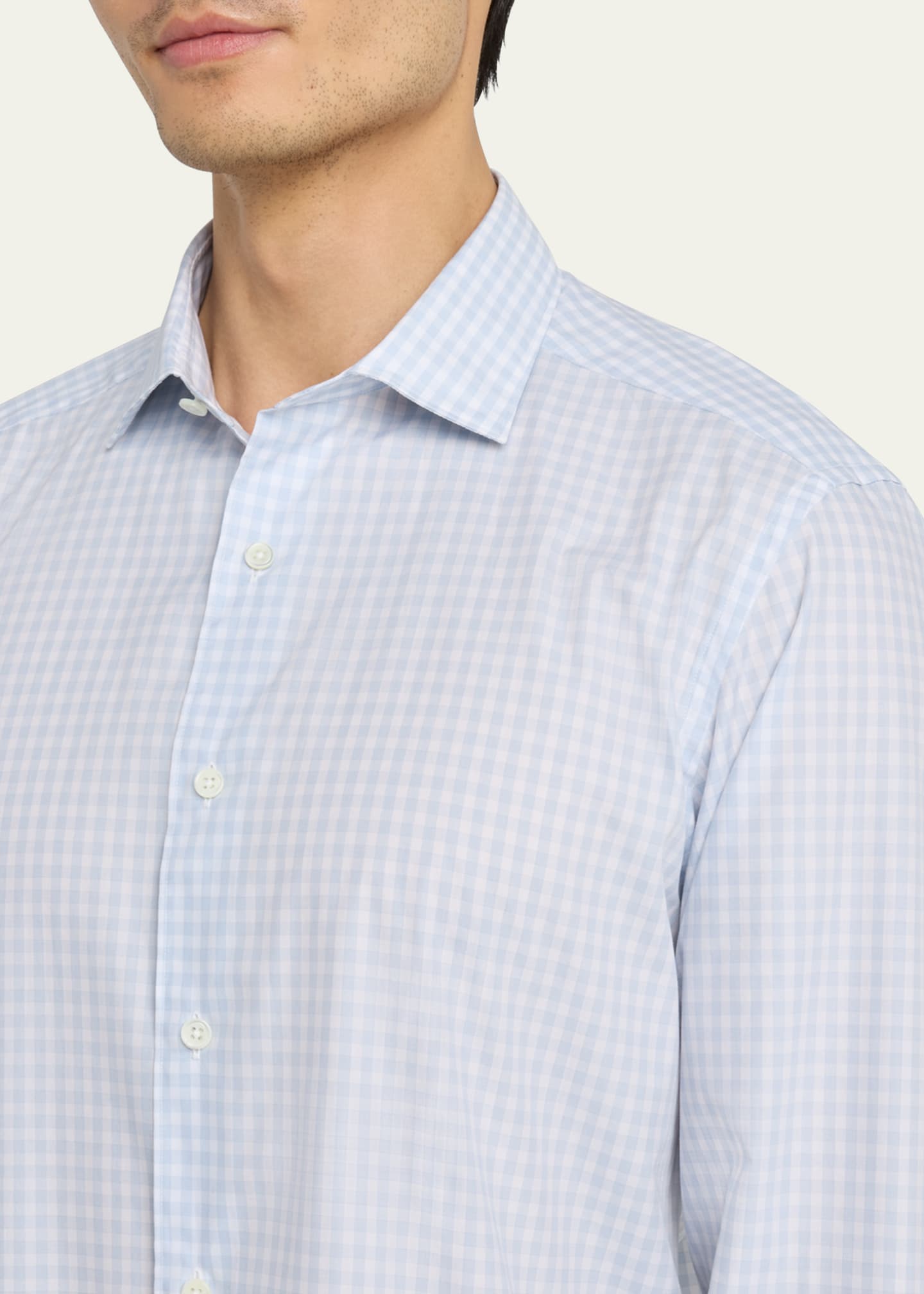ZEGNA Men's Cotton Check Sport Shirt Image 5 of 5