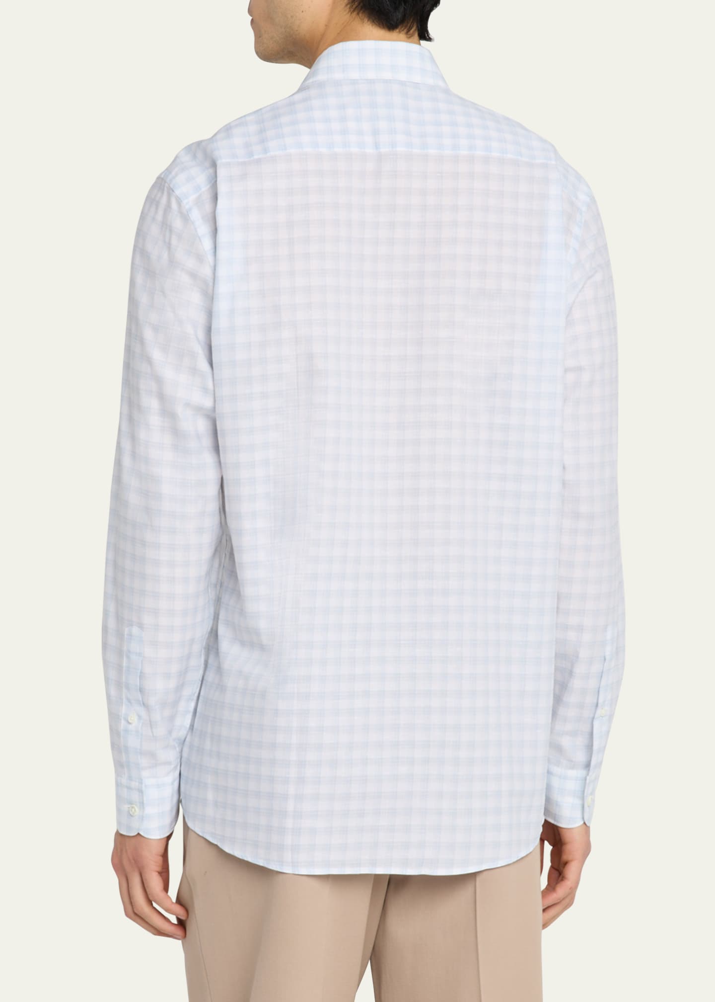 ZEGNA Men's Cotton Twill Check Sport Shirt Image 3 of 5