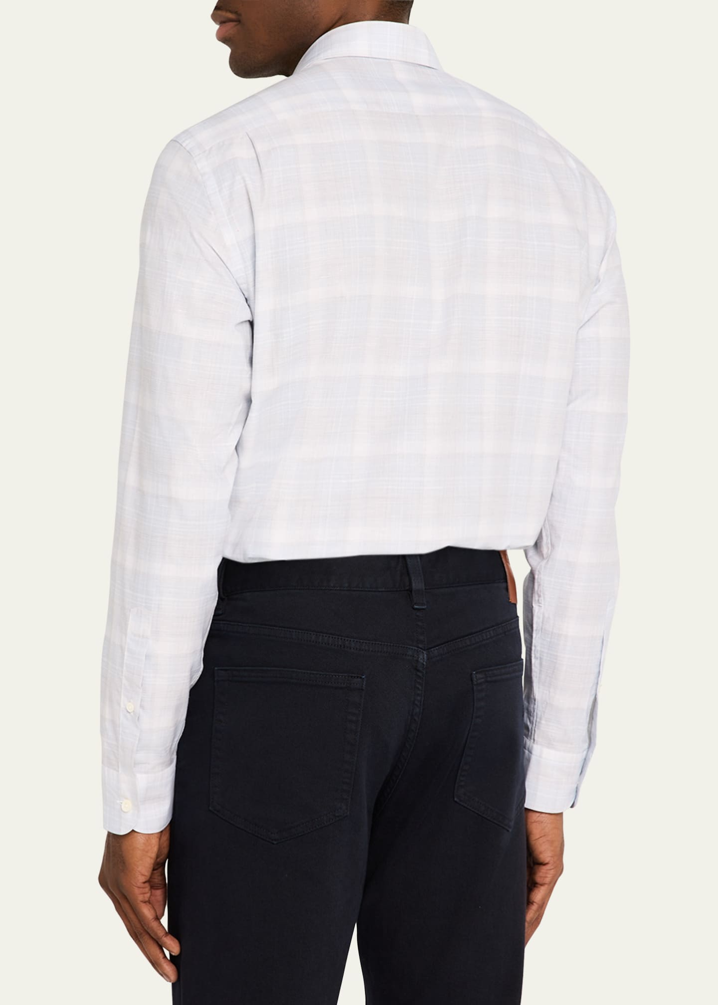 ZEGNA Men's Cotton Macro-Check Sport Shirt Image 3 of 5