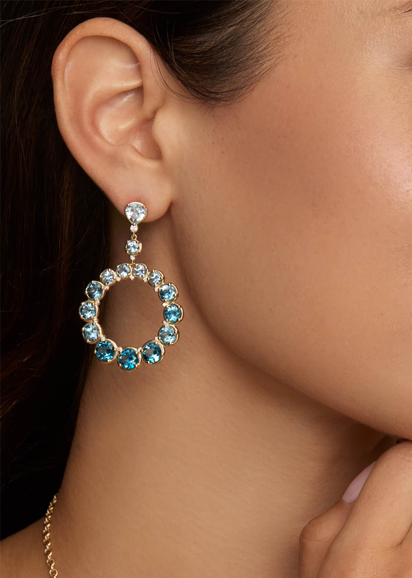 Jamie Wolf 18K Yellow Gold Ombre Circular Earrings with Diamonds and Gemstones Image 2 of 2