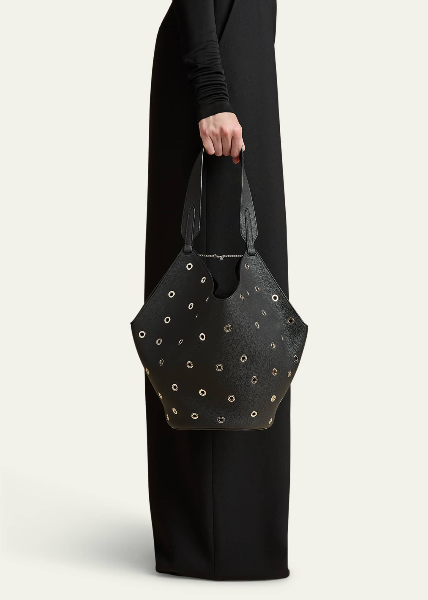 Khaite Lotus Small Grommet Calfskin Tote Bag Image 2 of 4