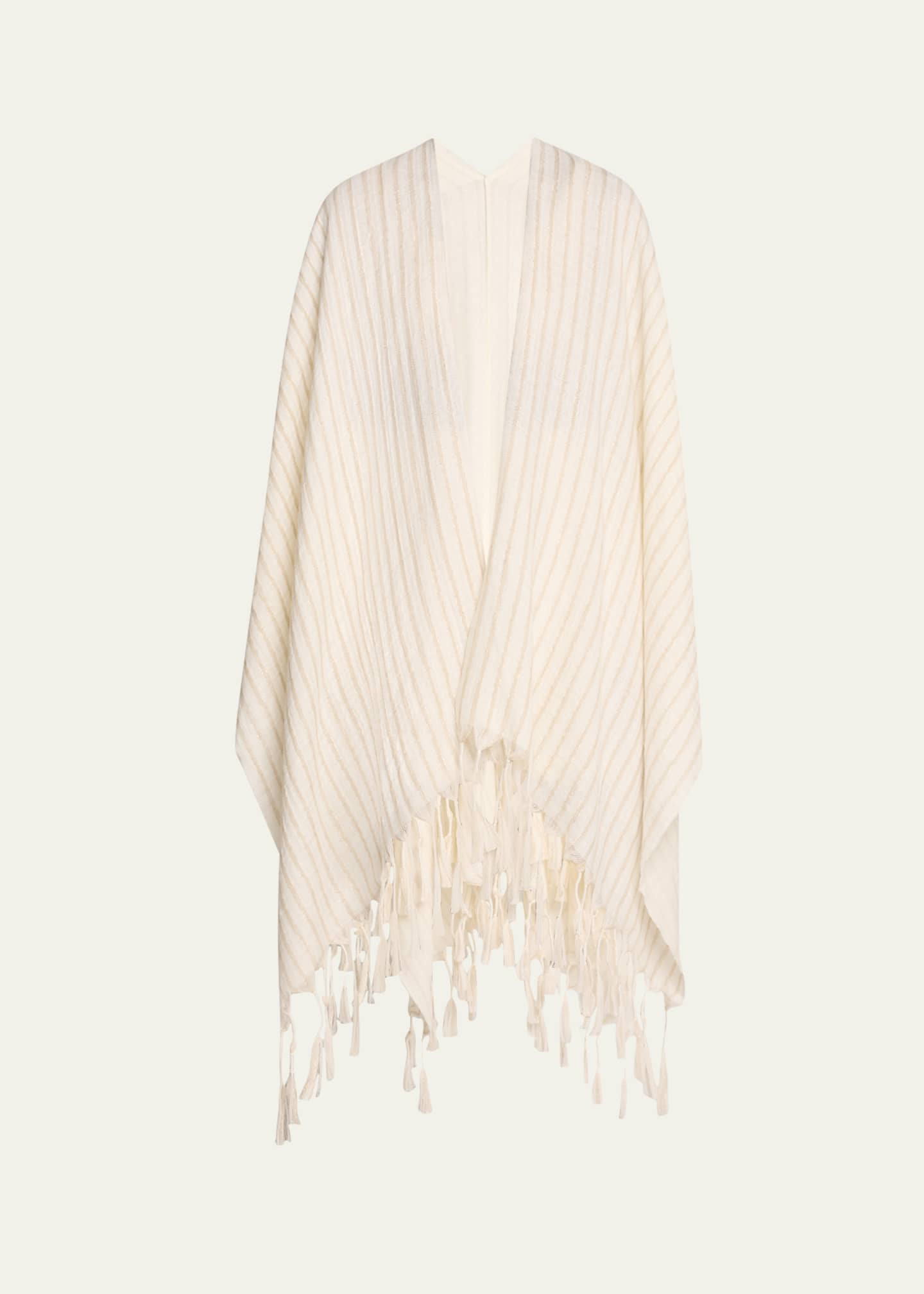 Tassel Metallic Wool Poncho