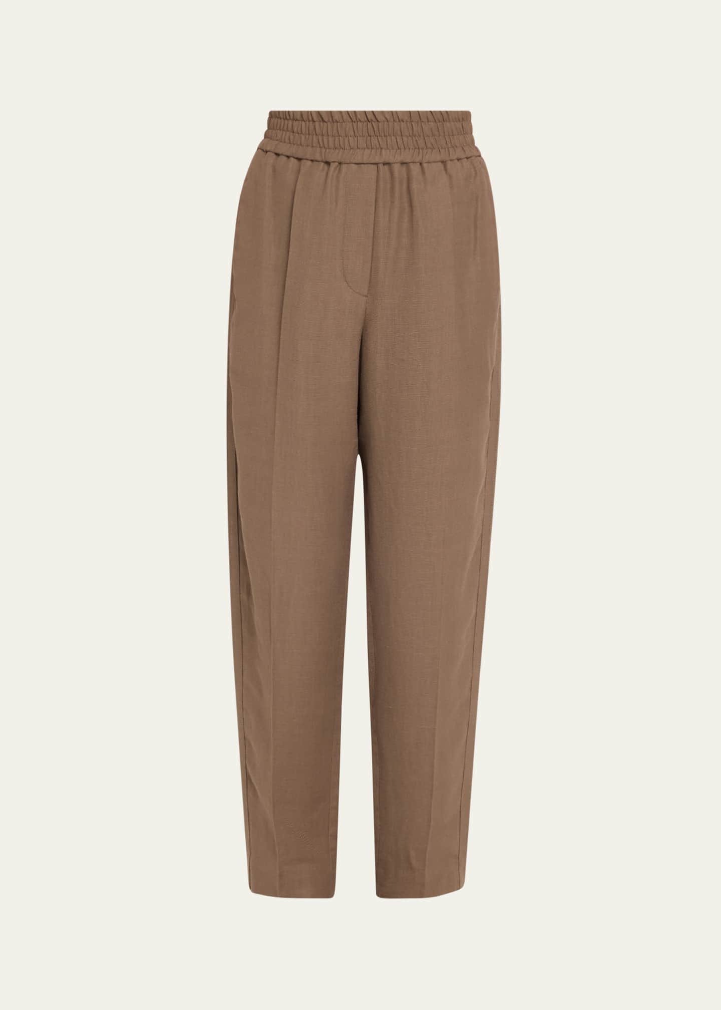 Brunello Cucinelli Elasticized Waist Fluid Linen Pants Image 1 of 5