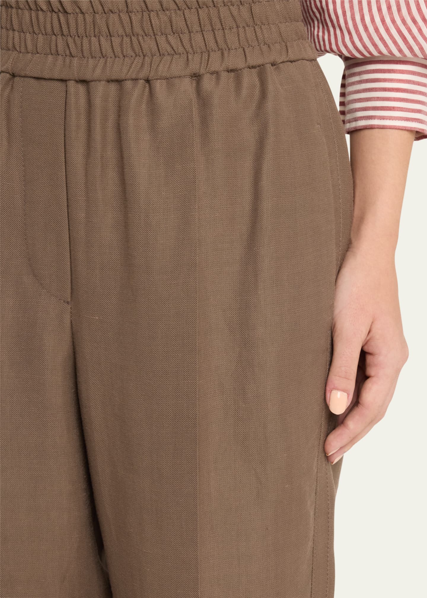Brunello Cucinelli Elasticized Waist Fluid Linen Pants Image 5 of 5