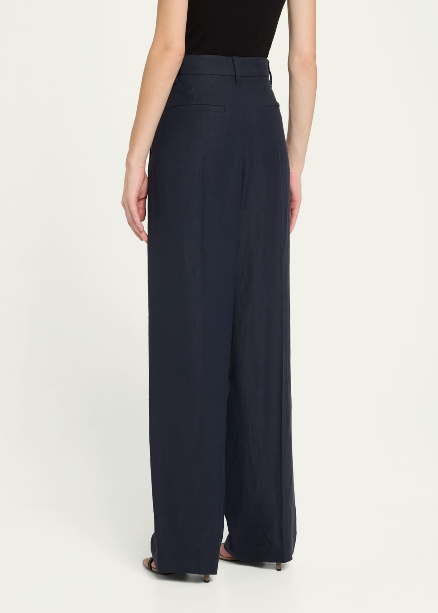 Brunello Cucinelli Pleated Fluid Linen Twill Tailored Pants Image 3 of 5