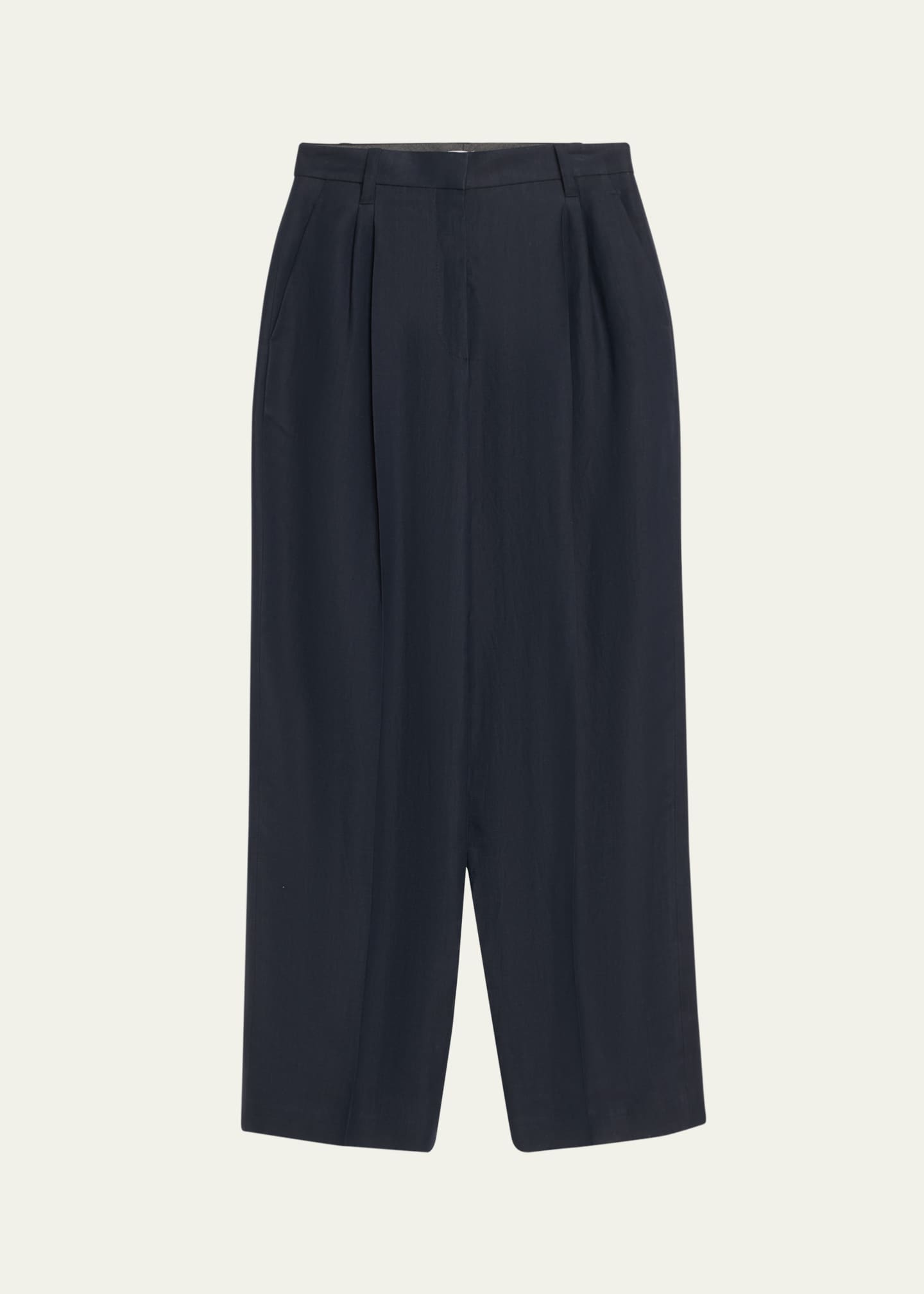 Brunello Cucinelli Pleated Fluid Linen Twill Tailored Pants Image 1 of 5