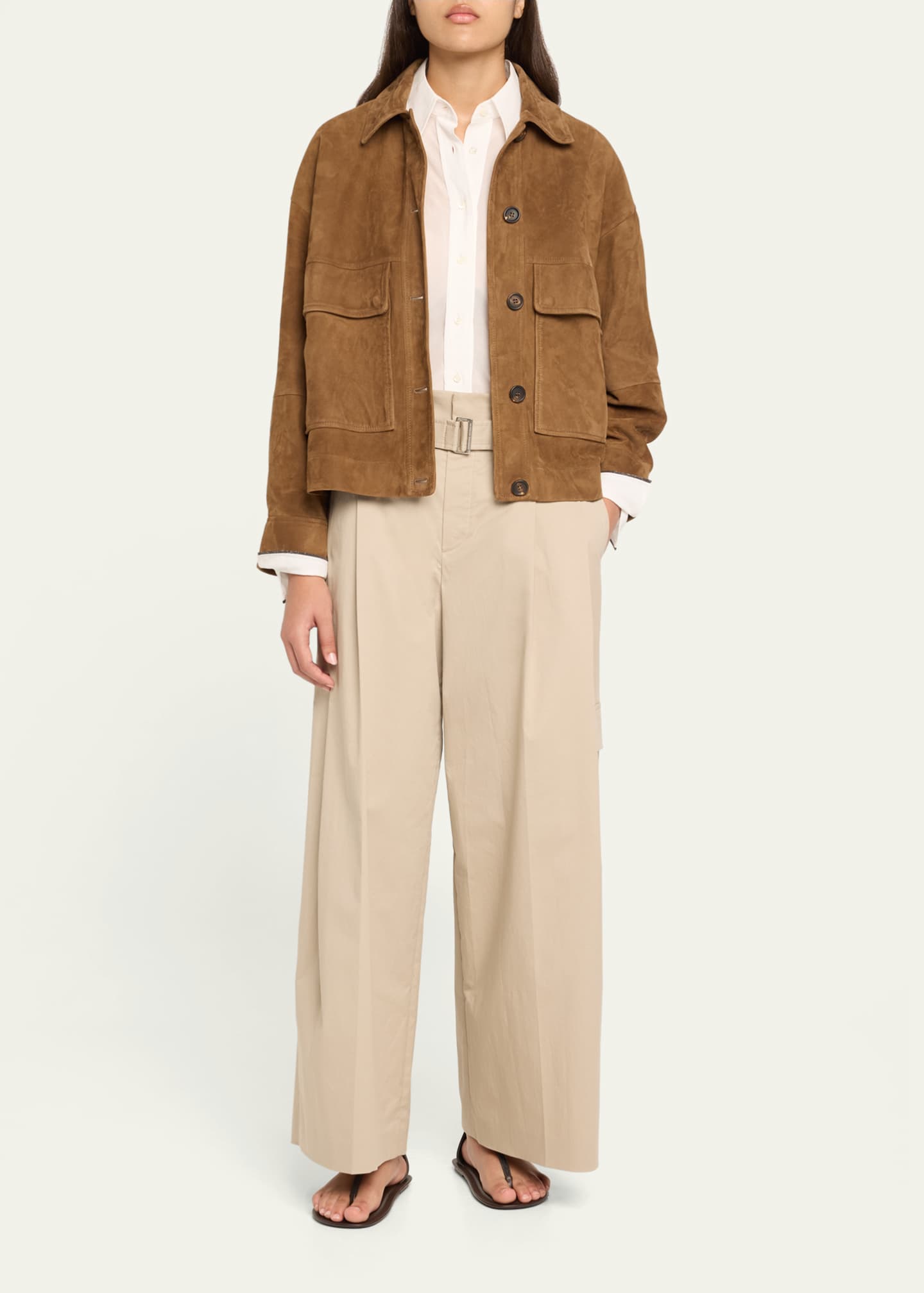 Brunello Cucinelli Couture Suede Button Front Jacket Image 2 of 5