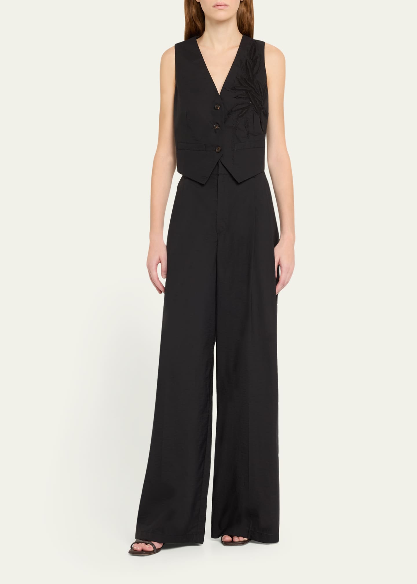 Brunello Cucinelli Techno Cotton Poplin Pleated Wide-Leg Sartorial Pants Image 2 of 5