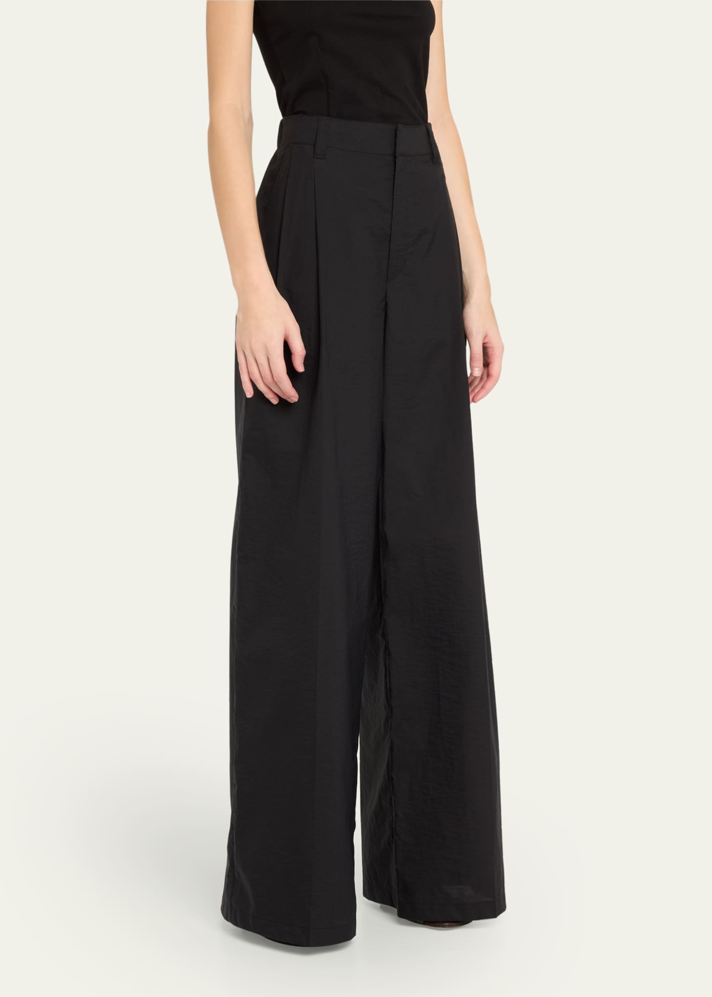 Brunello Cucinelli Techno Cotton Poplin Pleated Wide-Leg Sartorial Pants Image 4 of 5