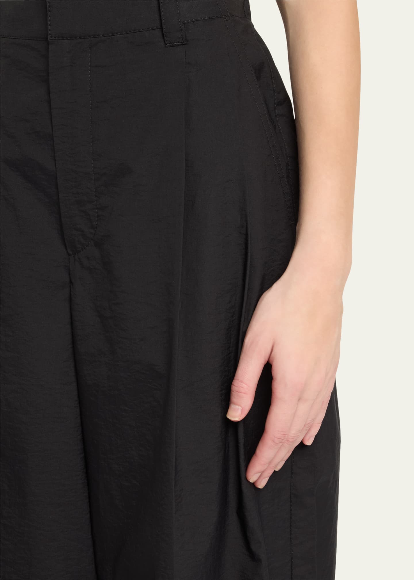 Brunello Cucinelli Techno Cotton Poplin Pleated Wide-Leg Sartorial Pants Image 5 of 5