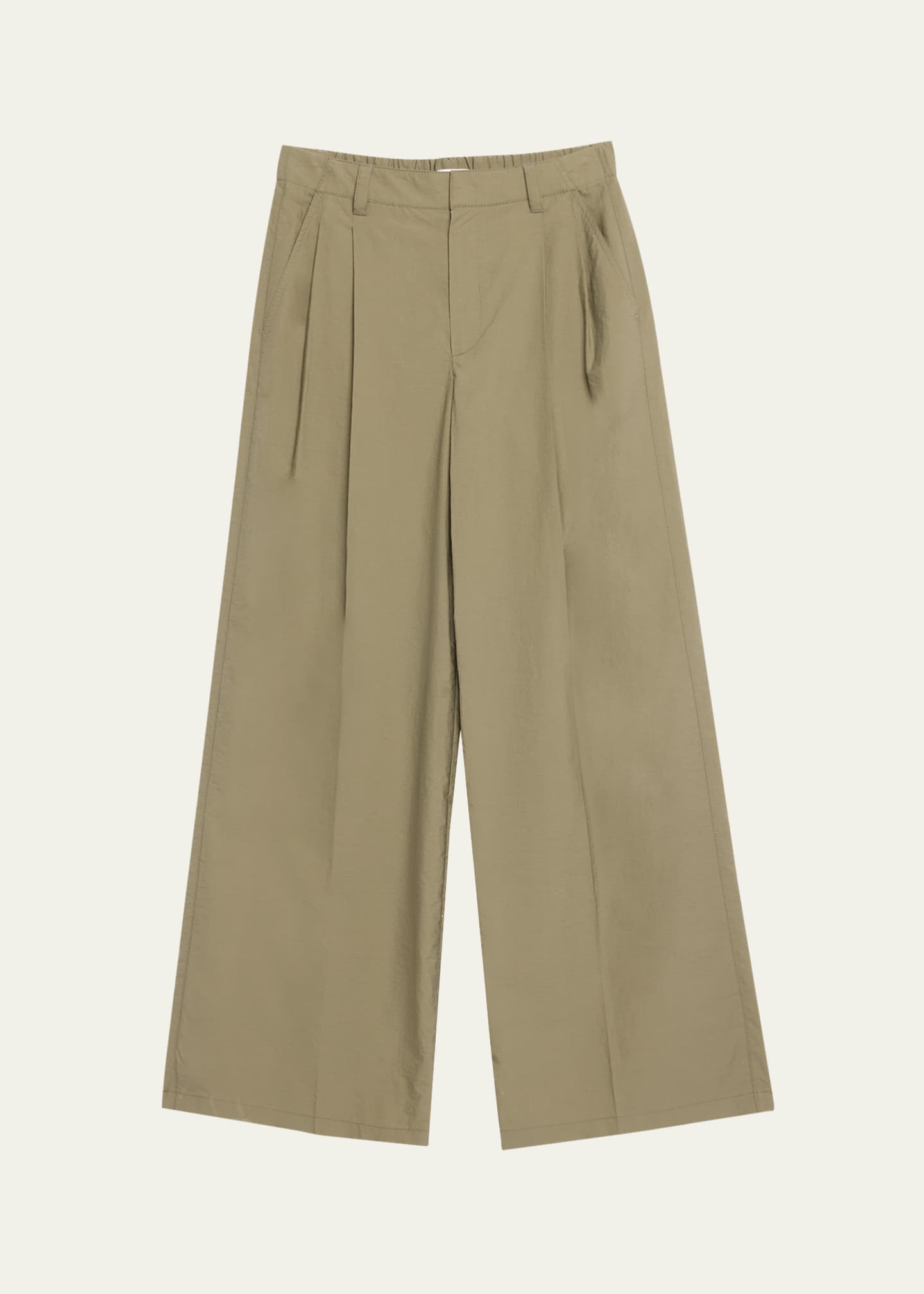 Brunello Cucinelli Techno Cotton Poplin Pleated Wide-Leg