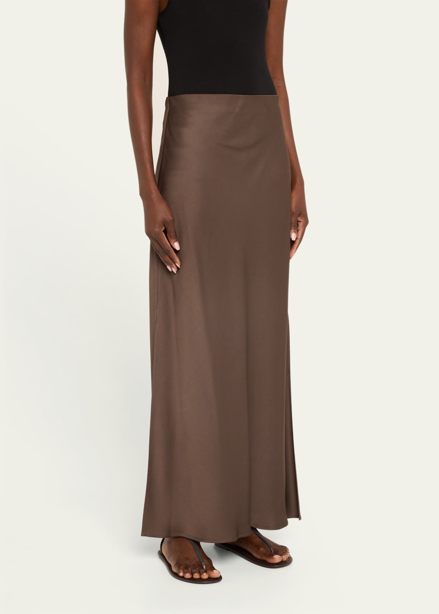 Brunello Cucinelli Satin Cady Maxi Pencil Skirt Image 4 of 5