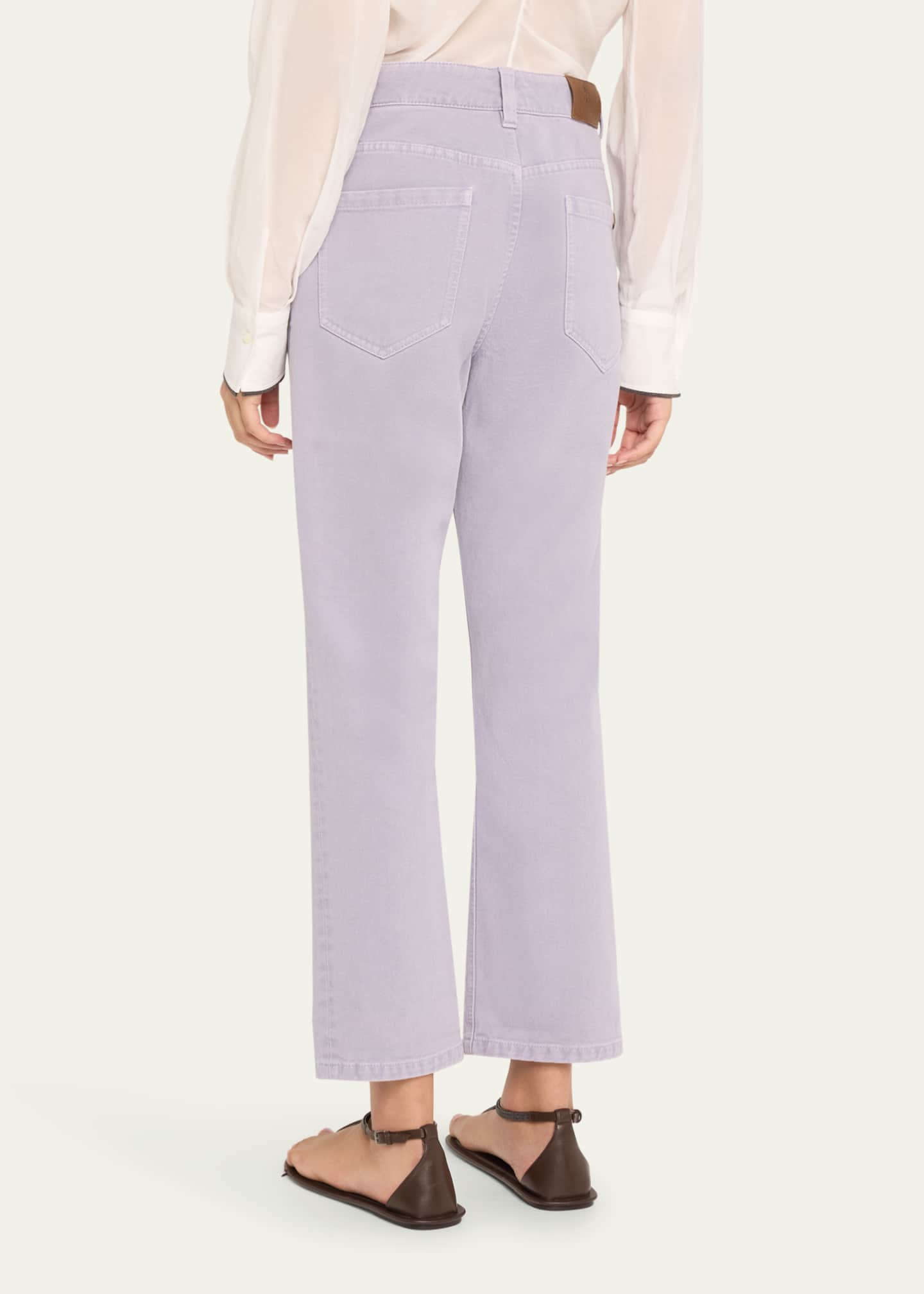 Brunello Cucinelli Retro Vintage Straight-Leg Ankle Denim Pants Image 3 of 5