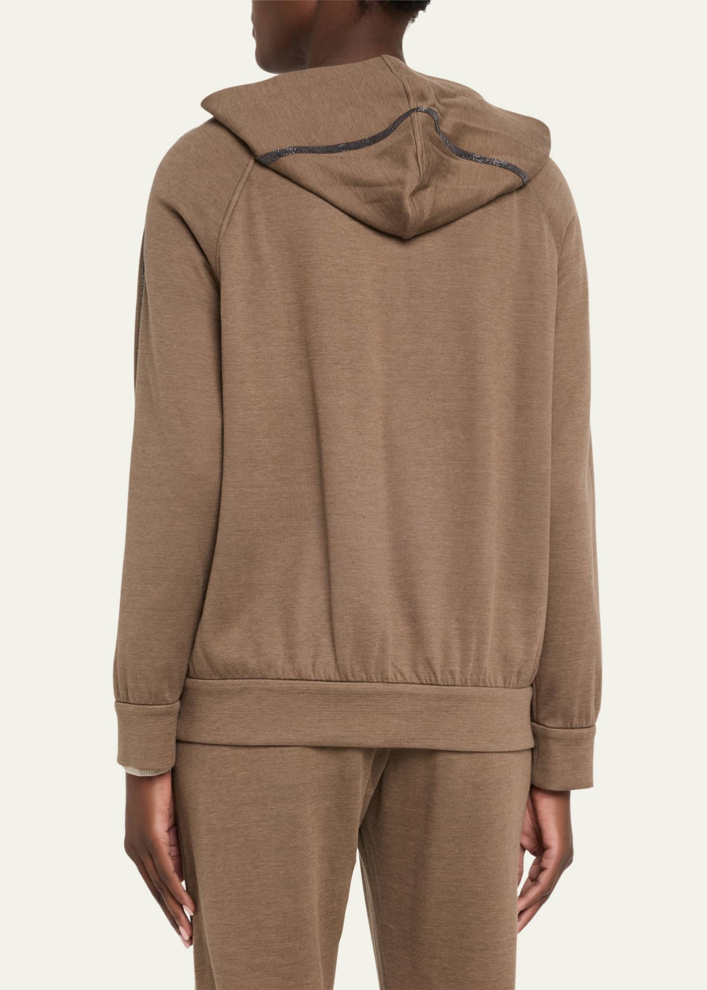 Brunello Cucinelli Hooded Monili Trim Spa Cotton Jacket Image 3 of 5