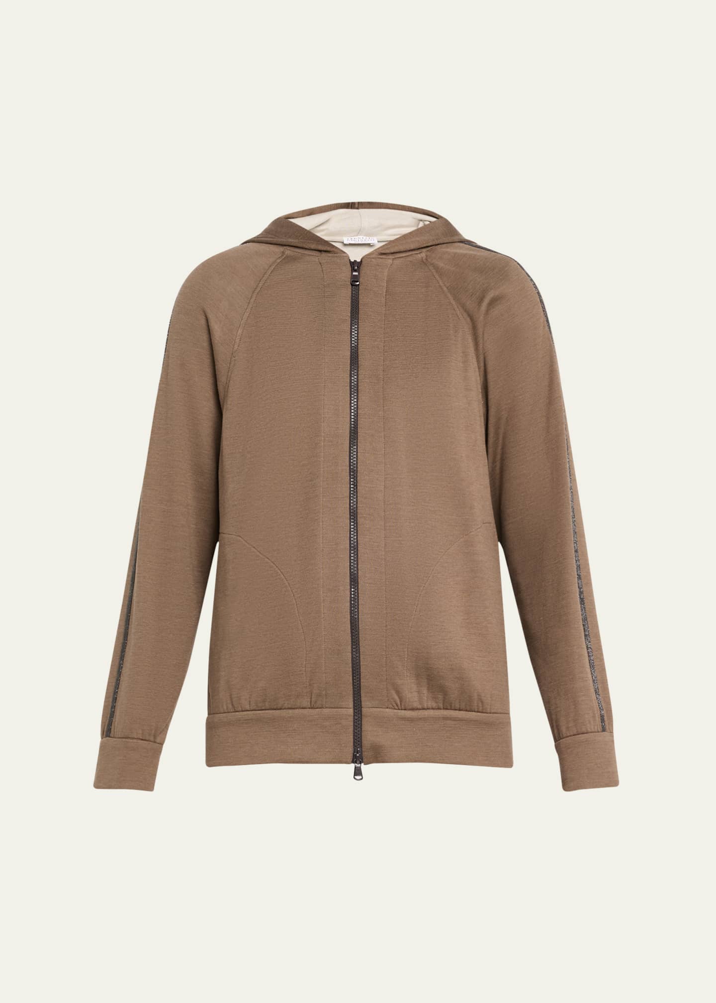 Brunello Cucinelli Hooded Monili Trim Spa Cotton Jacket Image 1 of 5