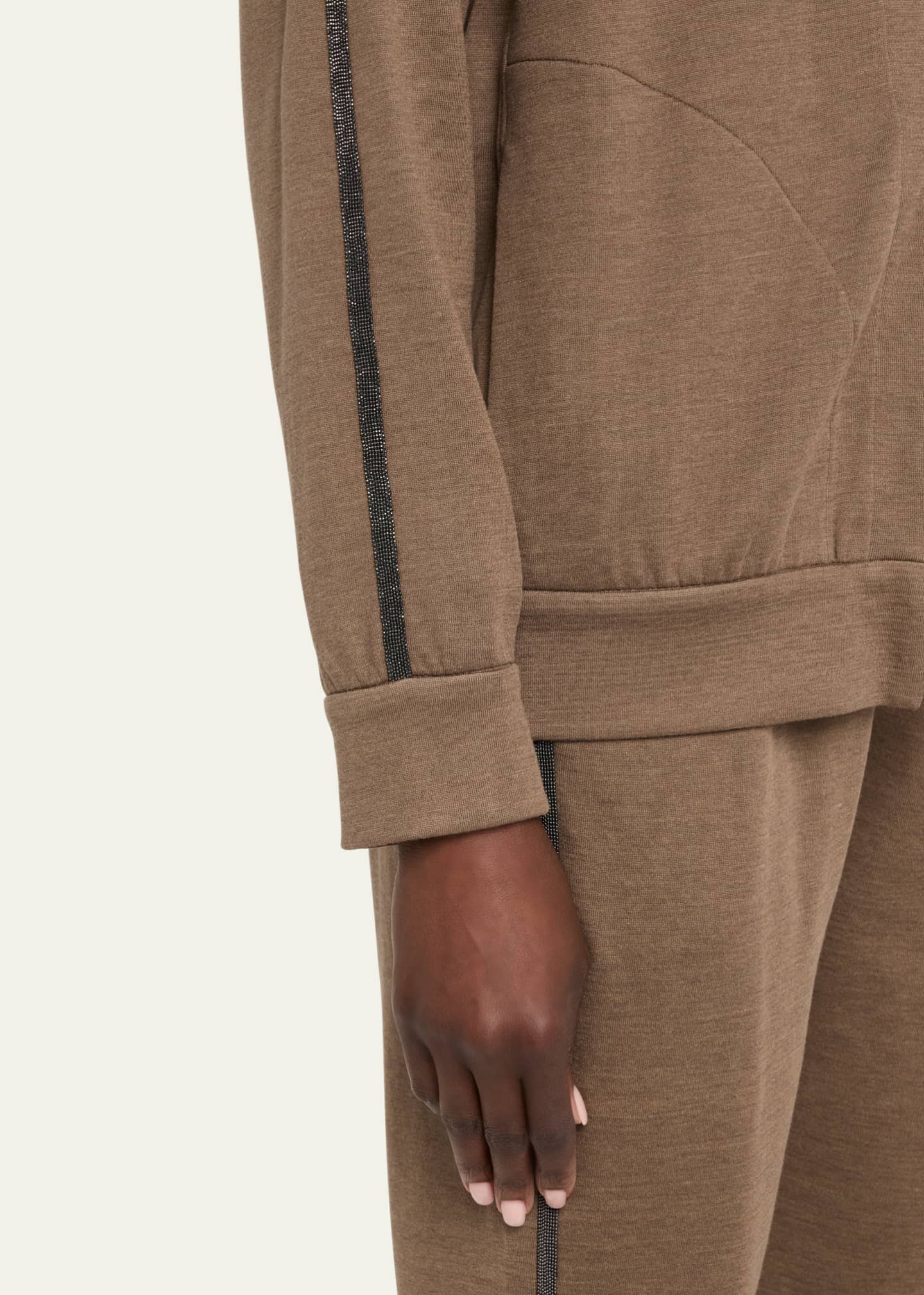 Brunello Cucinelli Hooded Monili Trim Spa Cotton Jacket Image 5 of 5
