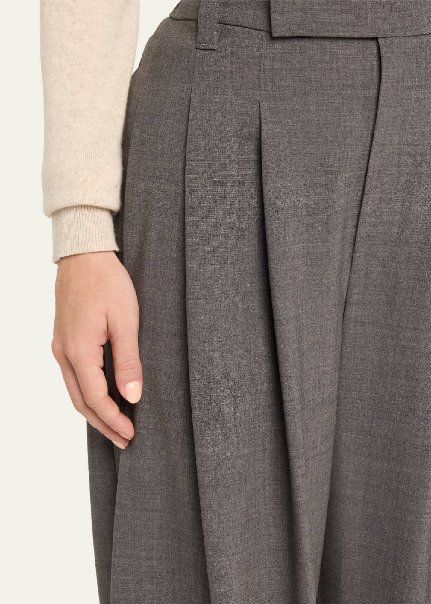 Brunello Cucinelli Pleated Tropical Wool Baggy Sartorial Trousers Image 5 of 5