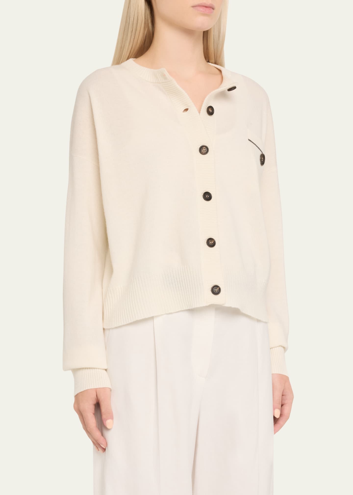 Brunello Cucinelli Monili Pocket Trim Cashmere Cardigan Image 4 of 5