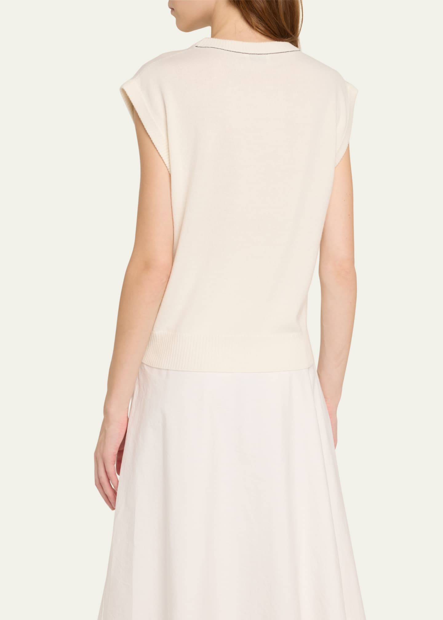 Brunello Cucinelli Cap Sleeve Cashmere Sweater Image 3 of 5