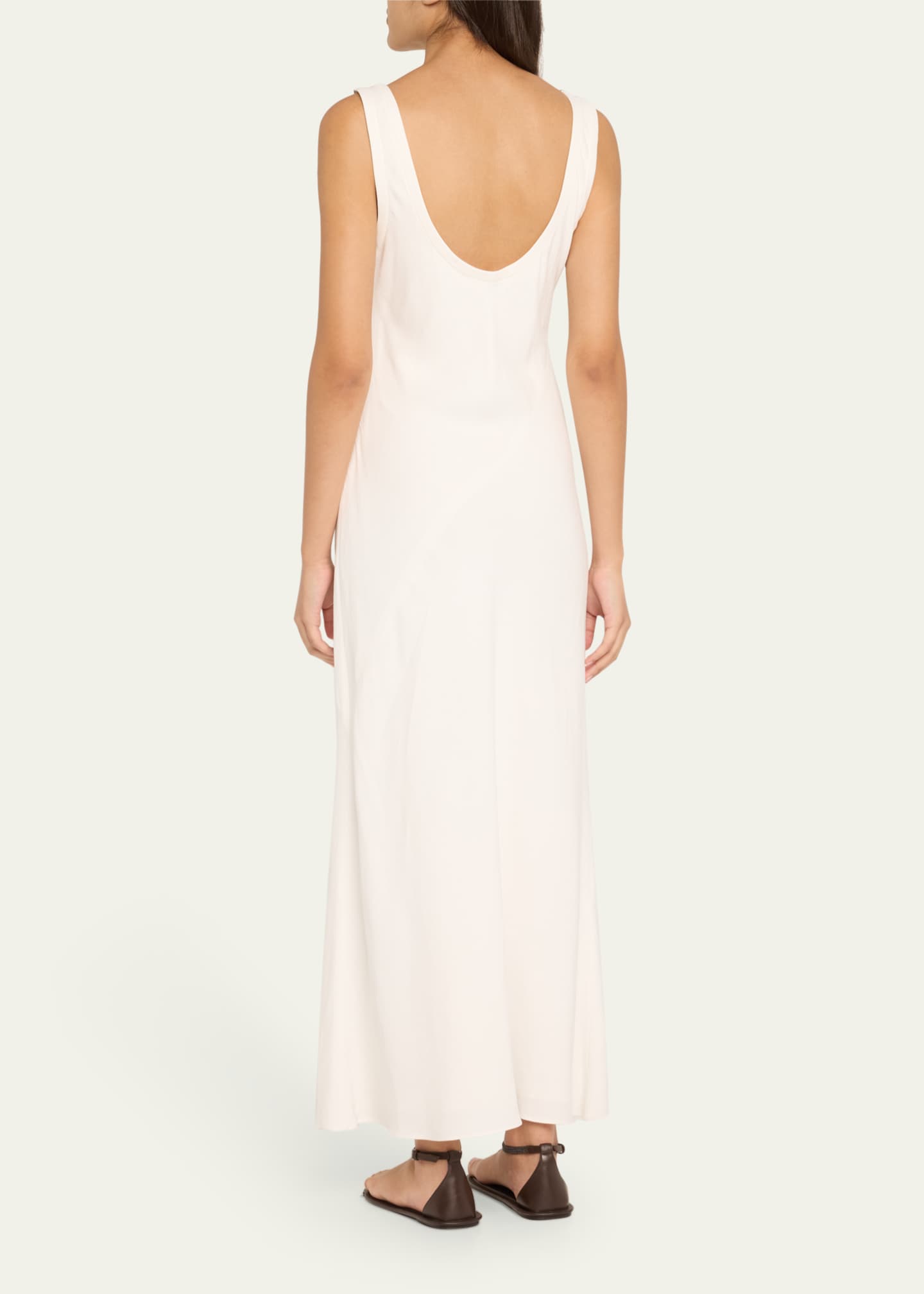 Brunello Cucinelli Monili Shoulder Fluid Linen Twill Tank Dress Image 3 of 5
