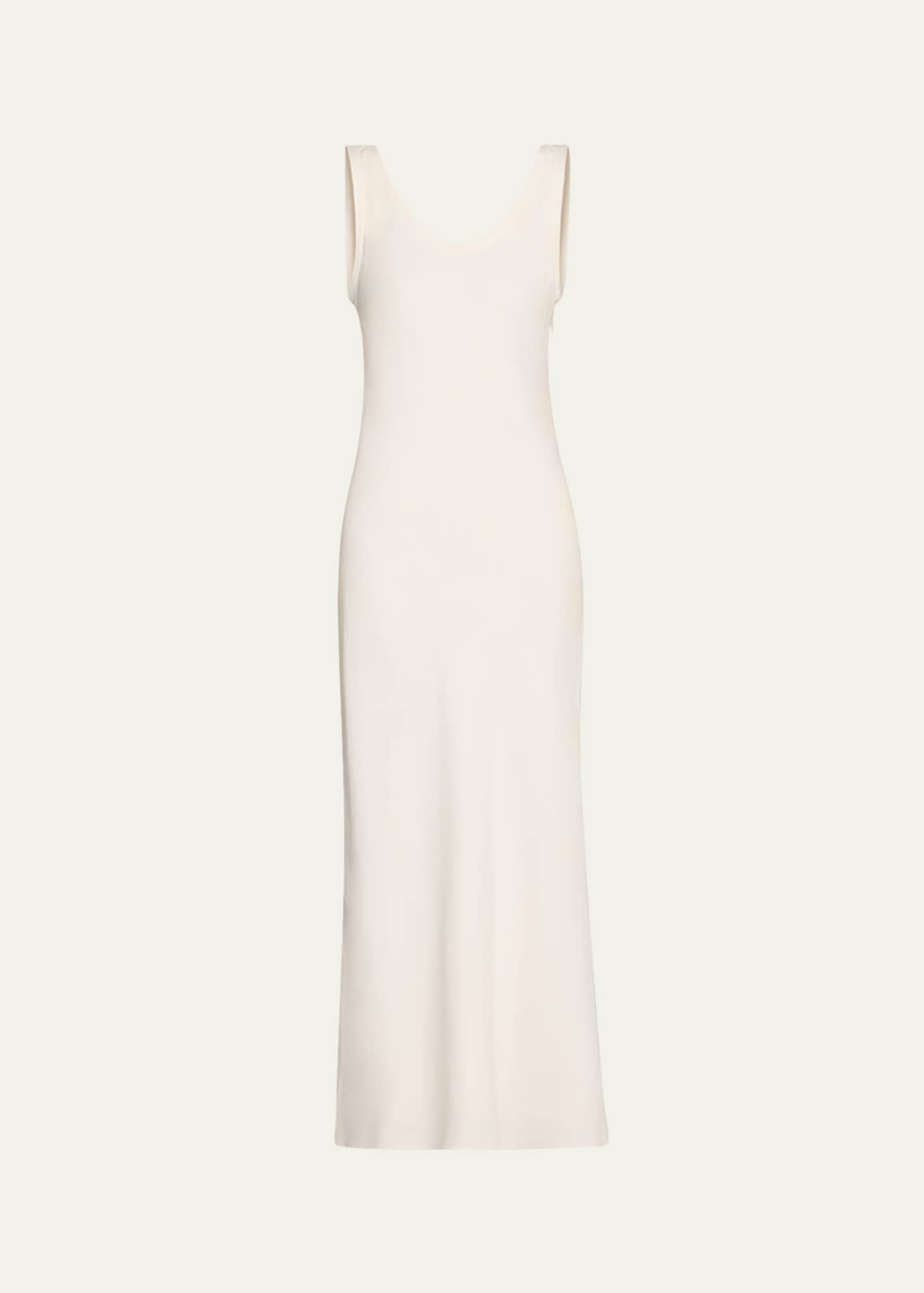 Brunello Cucinelli Monili Shoulder Fluid Linen Twill Tank Dress Image 1 of 5
