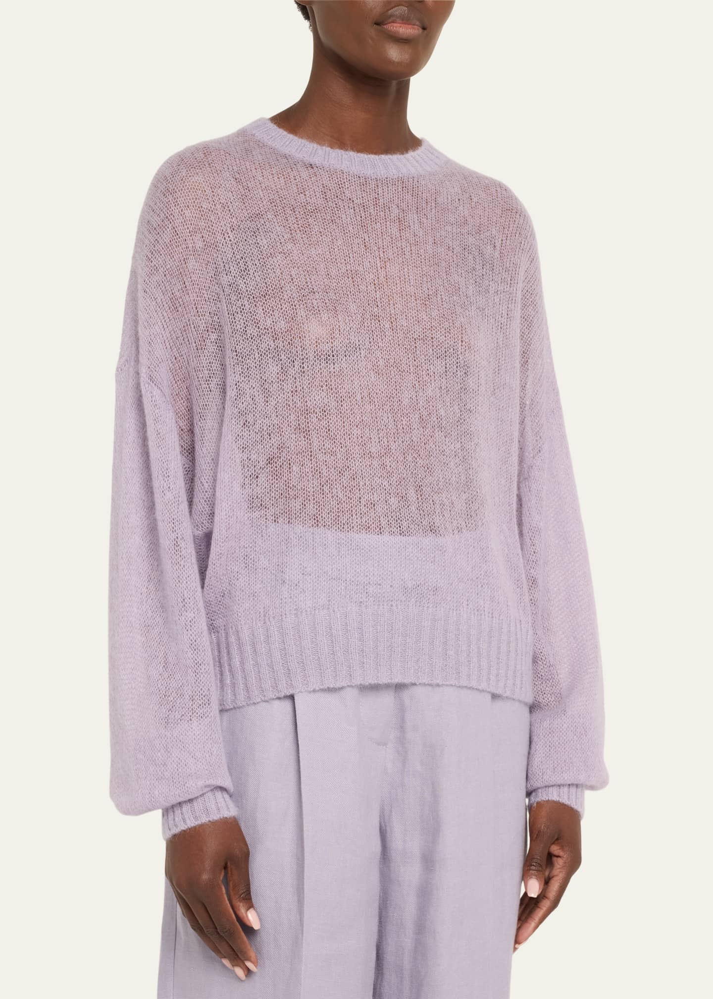 Brunello Cucinelli Mohair Shetland Gauze Knit Sweater Image 4 of 5