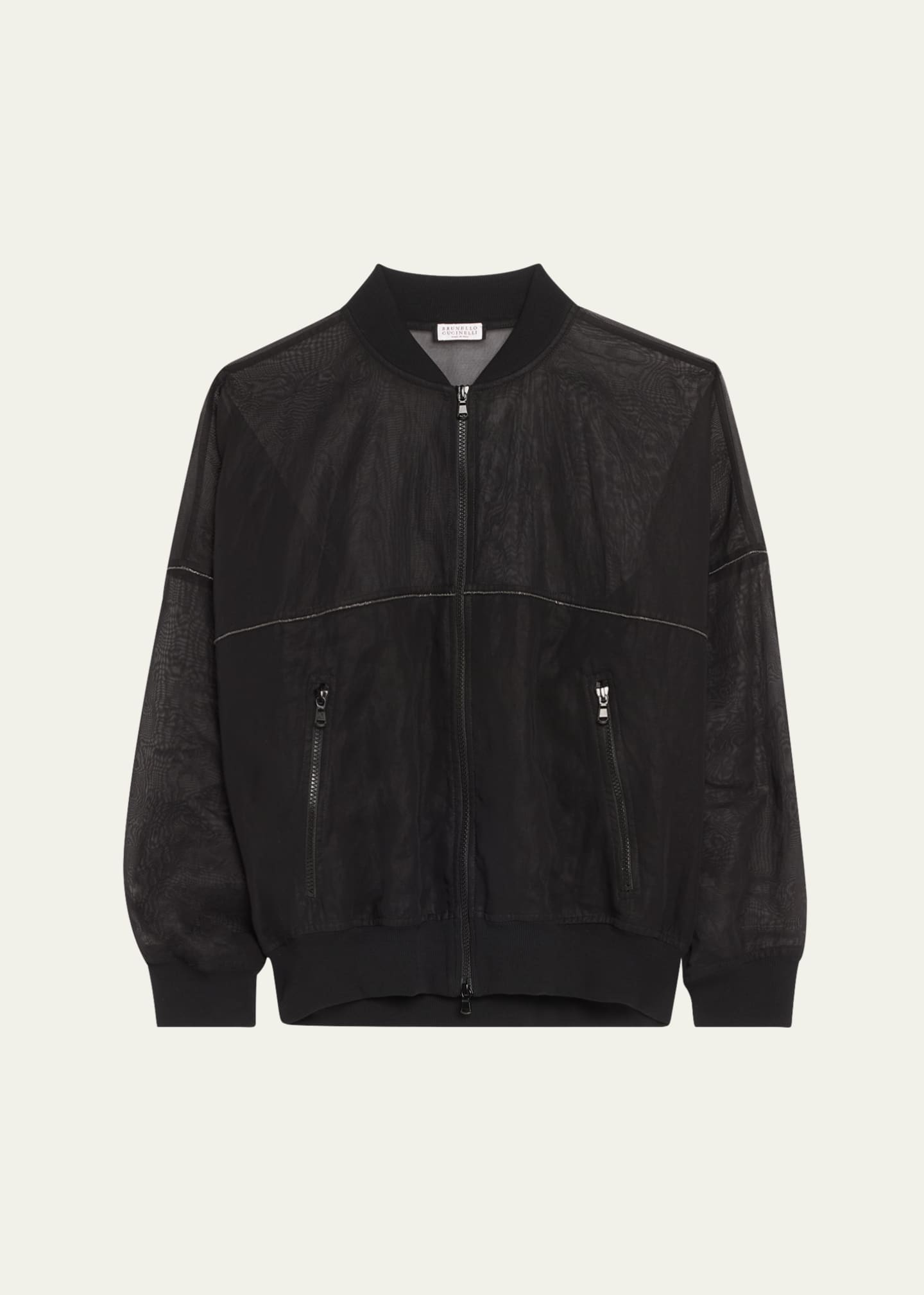 Brunello Cucinelli Monili Trim Cotton Gauze Travel Jacket Image 1 of 5