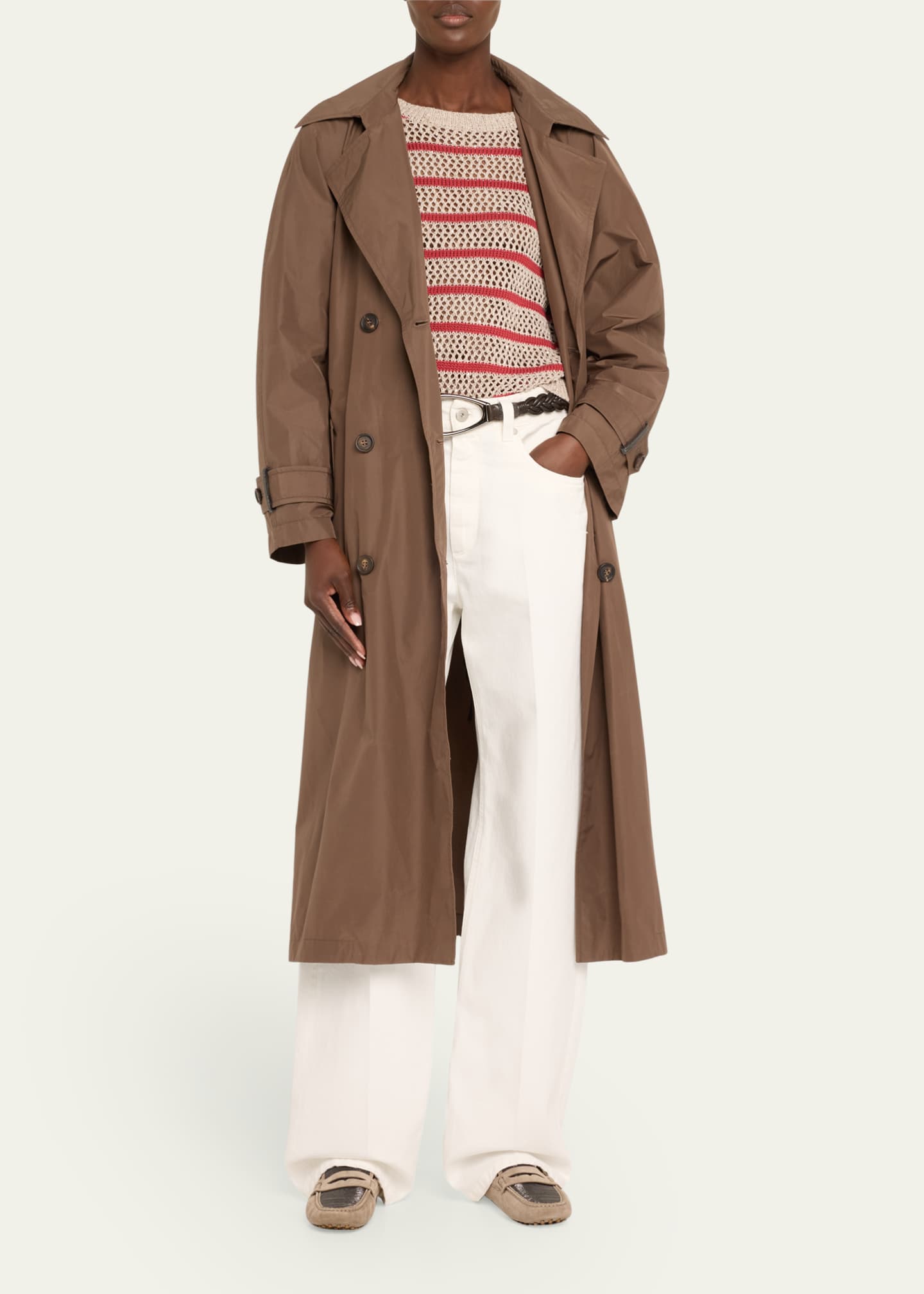 Brunello Cucinelli Micro Sequined Linen French Riveria Stripe Sweater Image 2 of 5