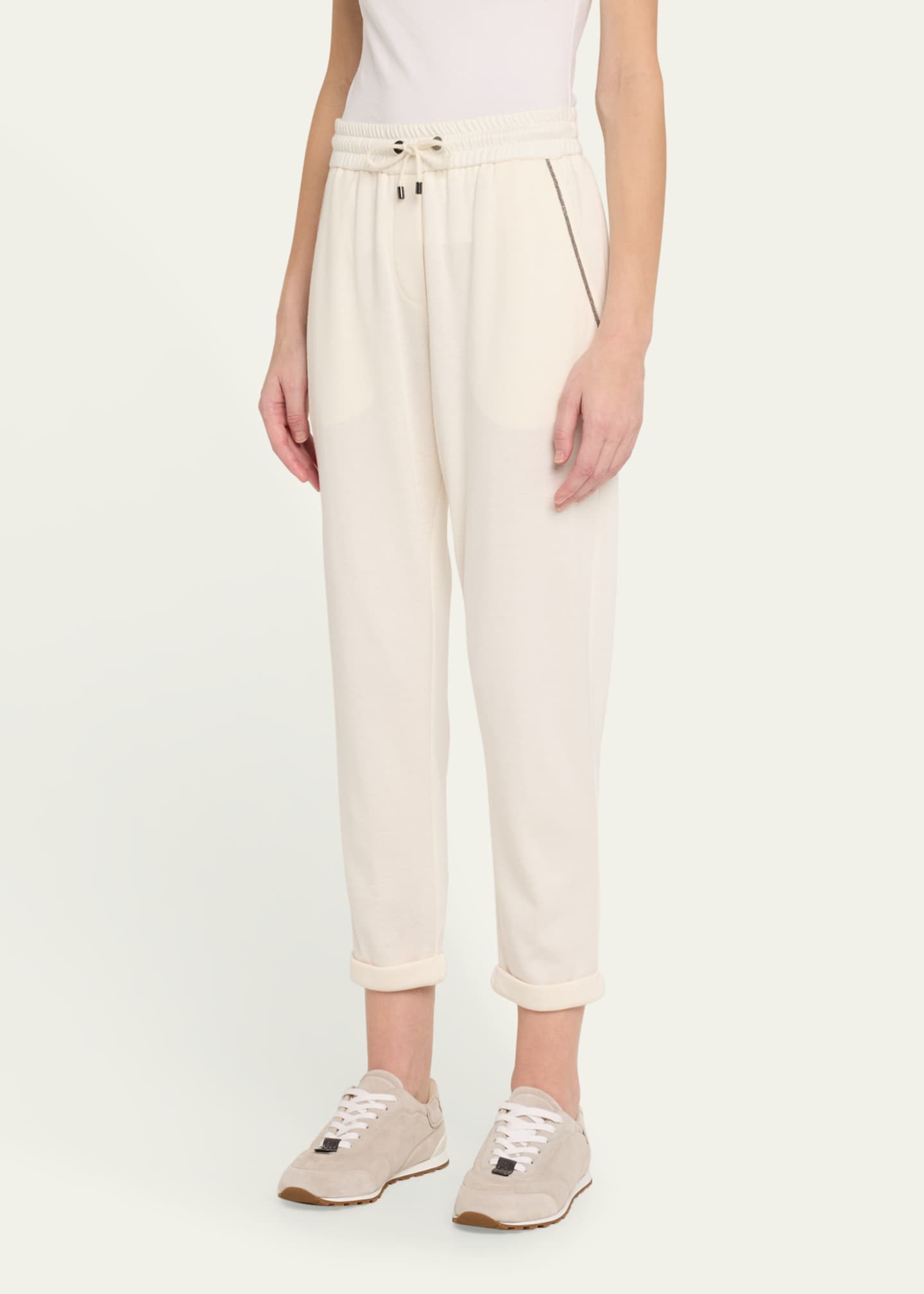 Brunello Cucinelli Drawstring Felpa Monili-Trim Pocket Pants Image 4 of 5