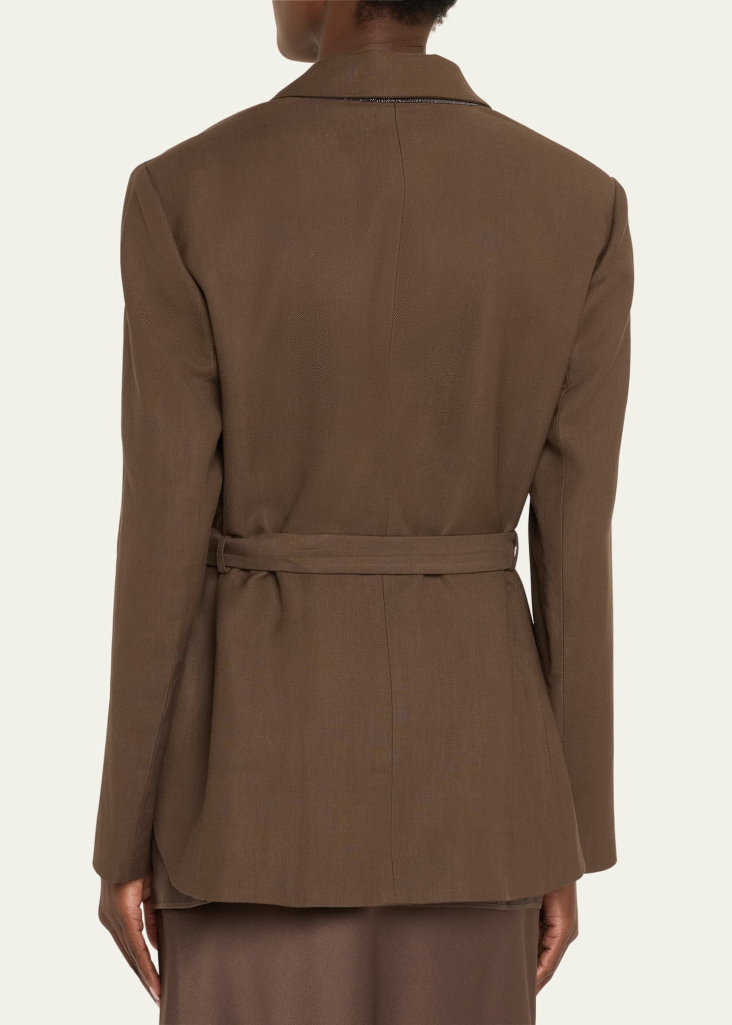 Brunello Cucinelli Belted Linen Twill Blazer Image 3 of 5