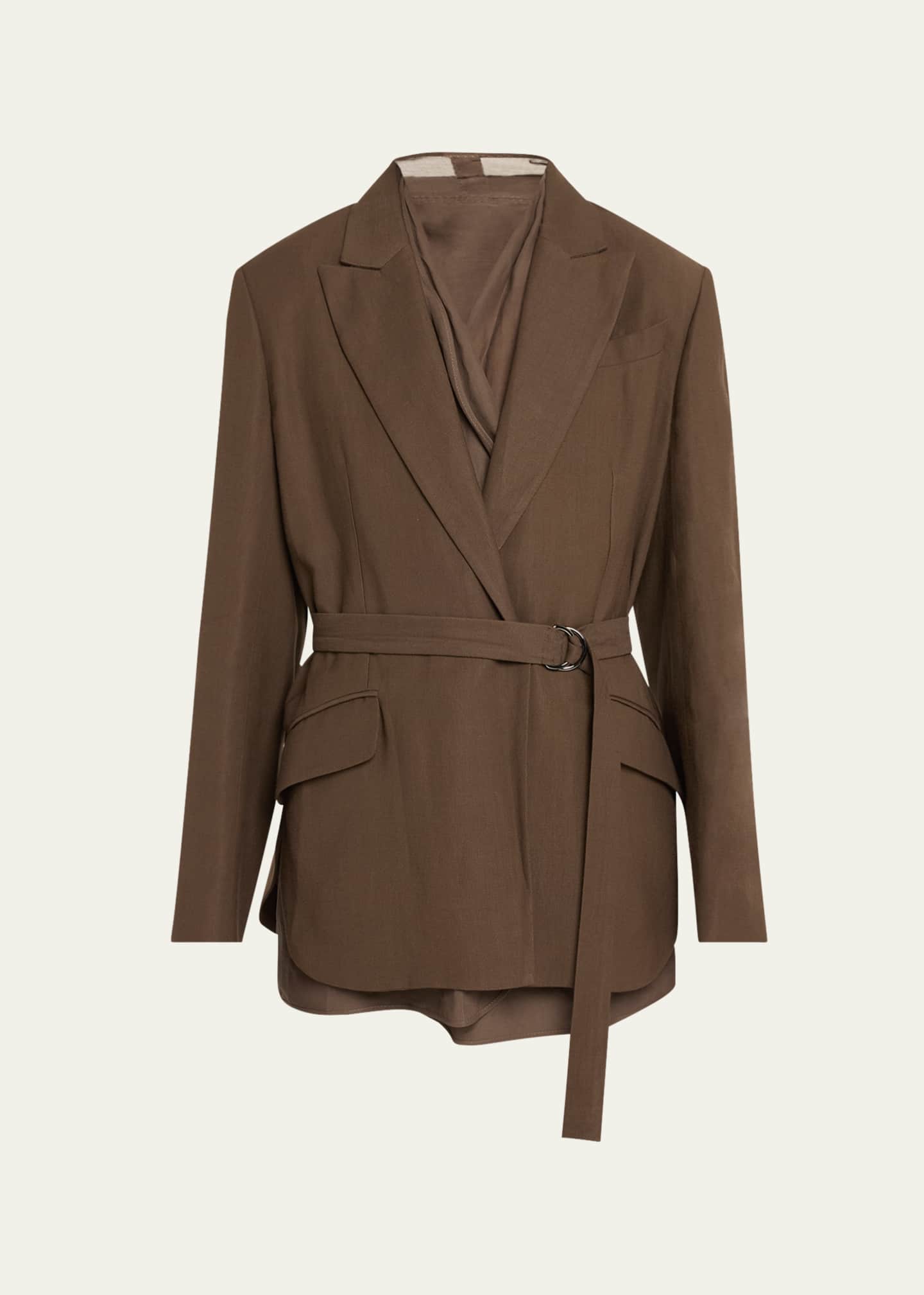 Brunello Cucinelli Belted Linen Twill Blazer Image 1 of 5